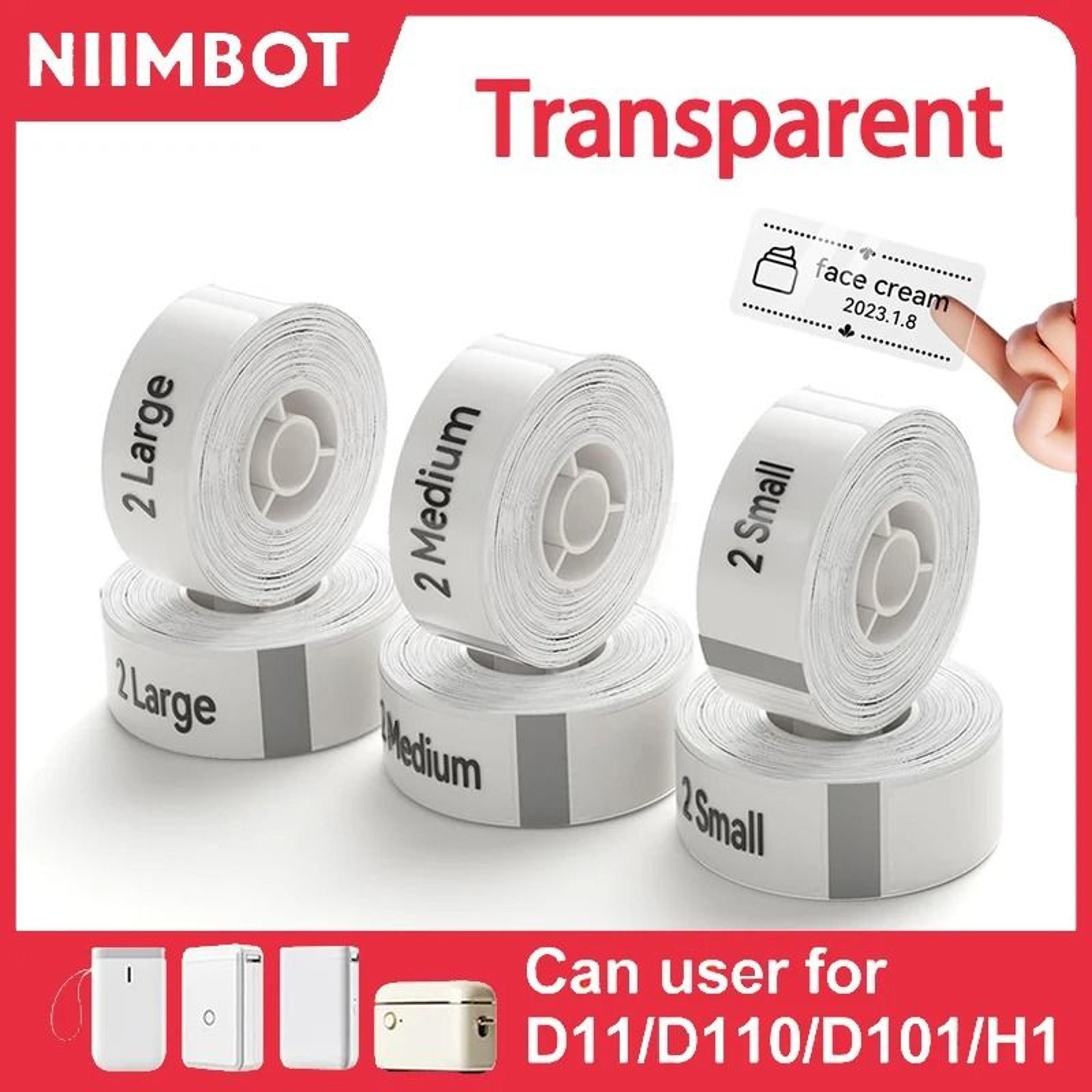 niimbot official clear transparent thermal label roll for d11 & d110 mini portable printers