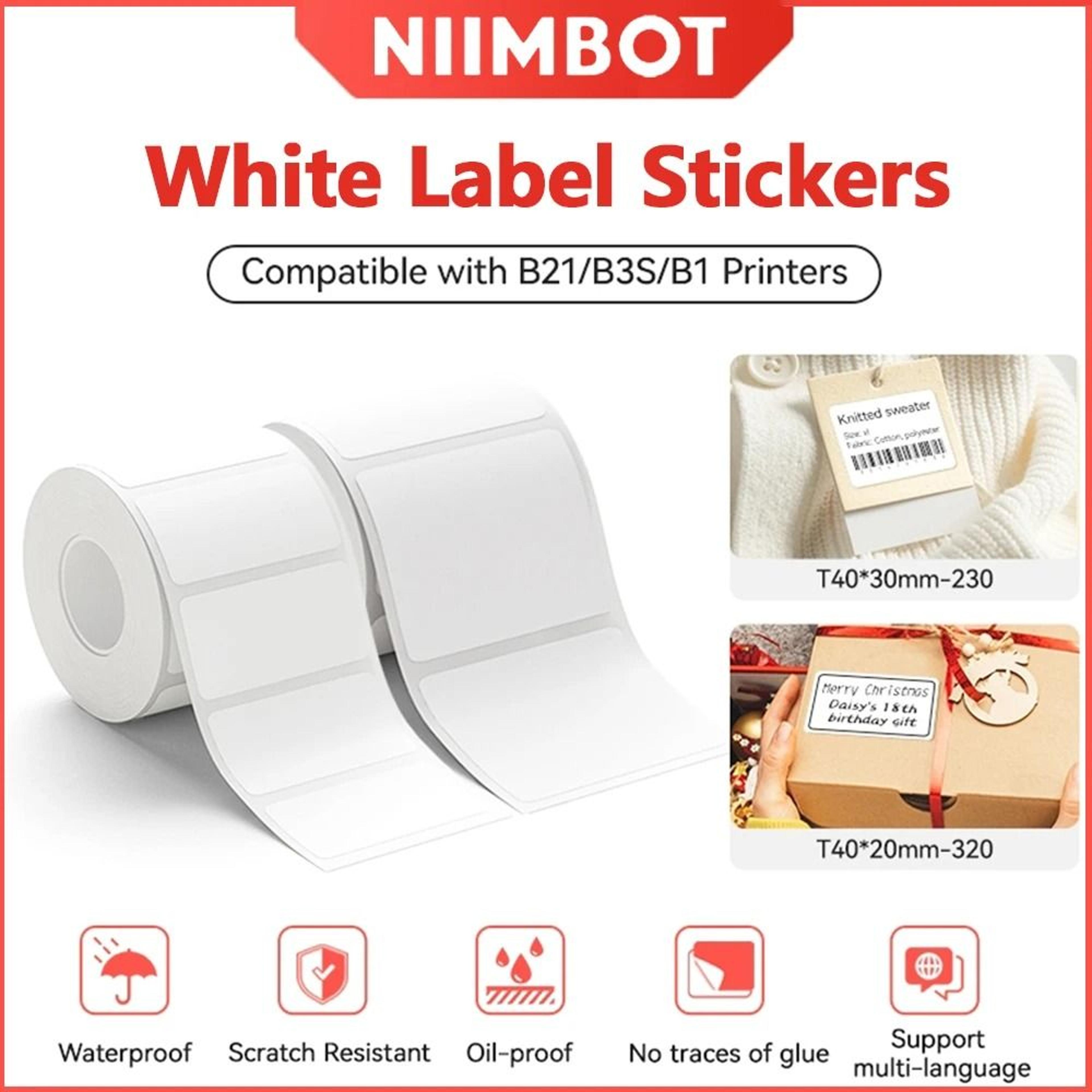 niimbot official white thermal label tape roll for b1 & b21 portable wireless label printers