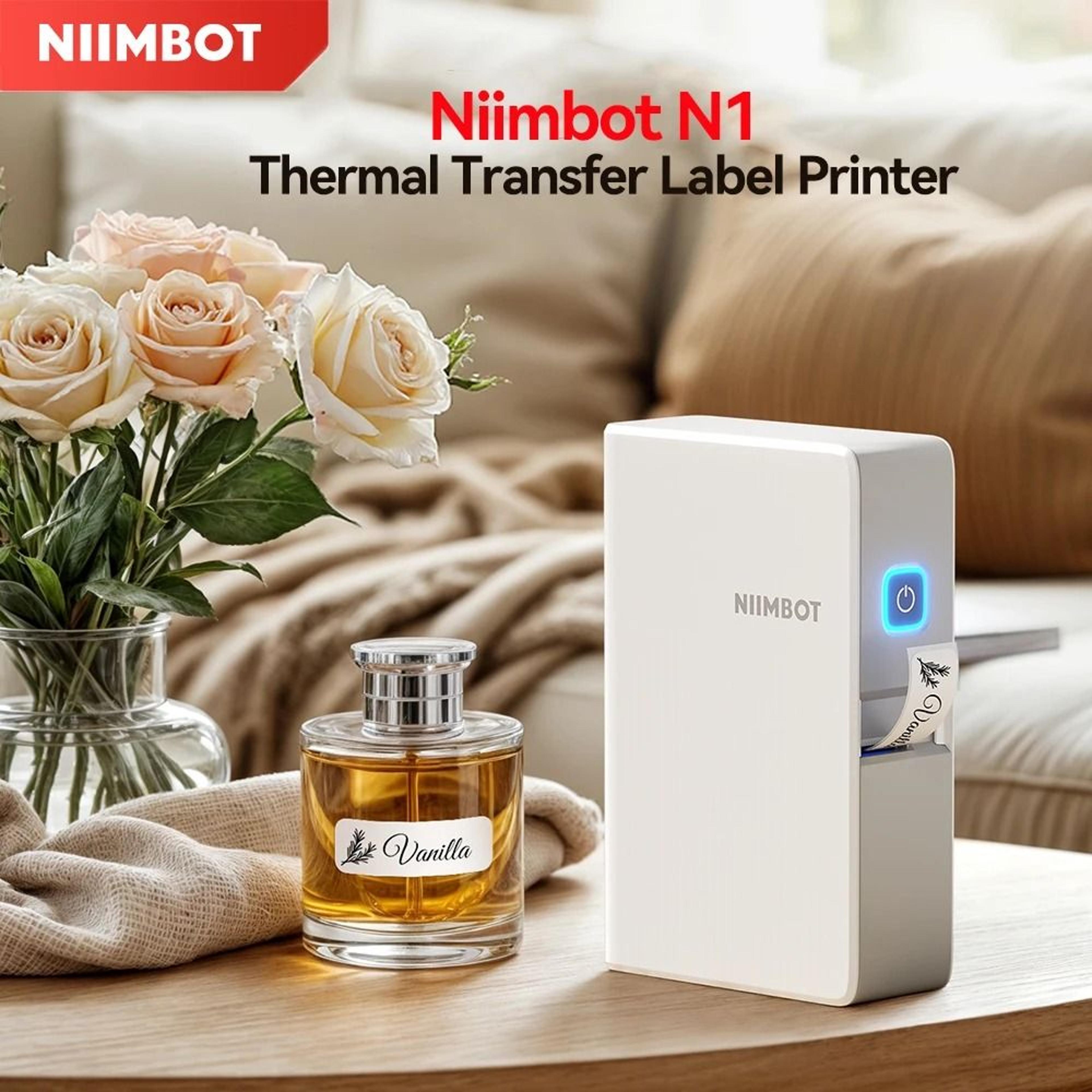 niimbot n1 / b18 thermal transfer label printer with ribbon & self-adhesive sticker tapes