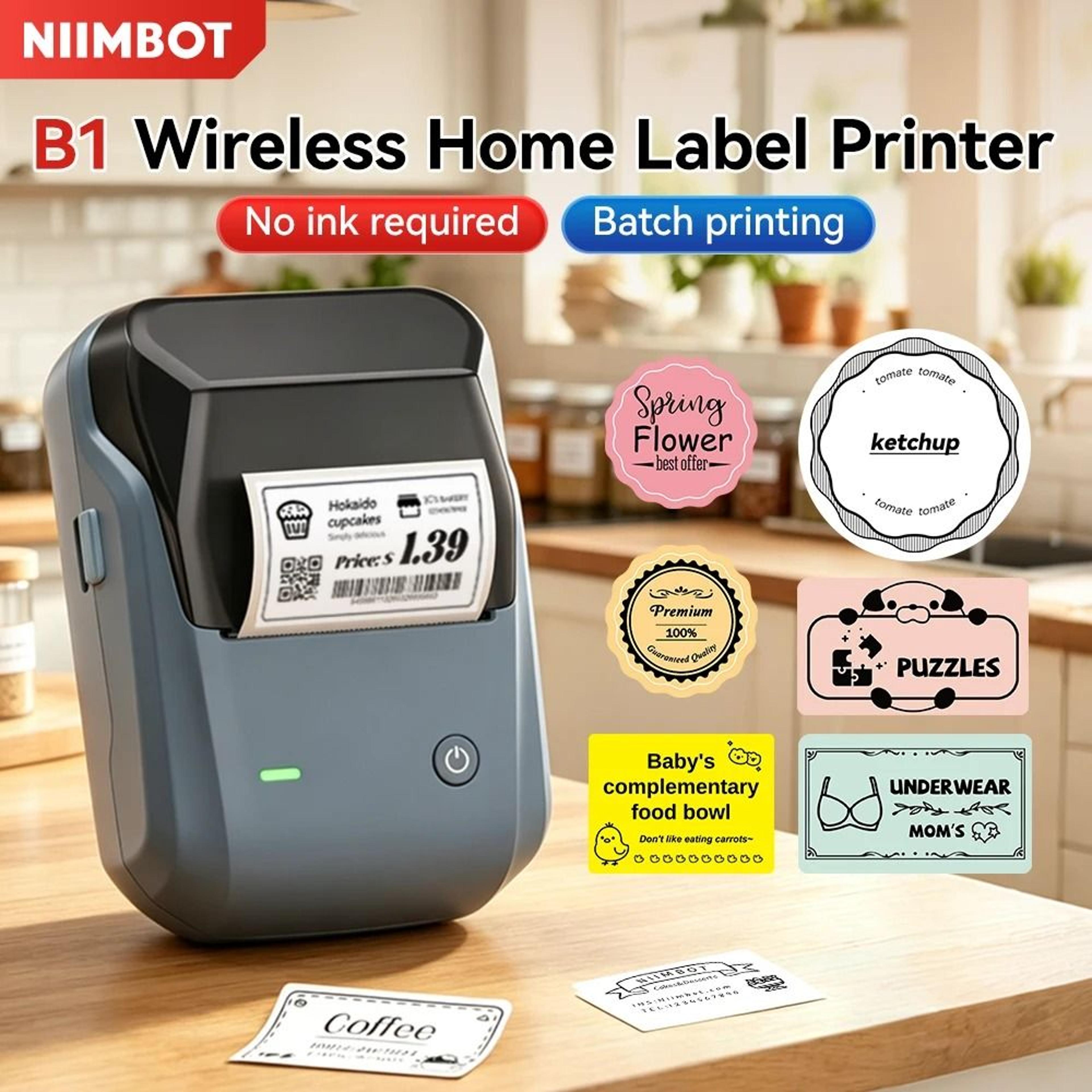 niimbot b1 wireless bluetooth thermal label printer for home, office & retail business