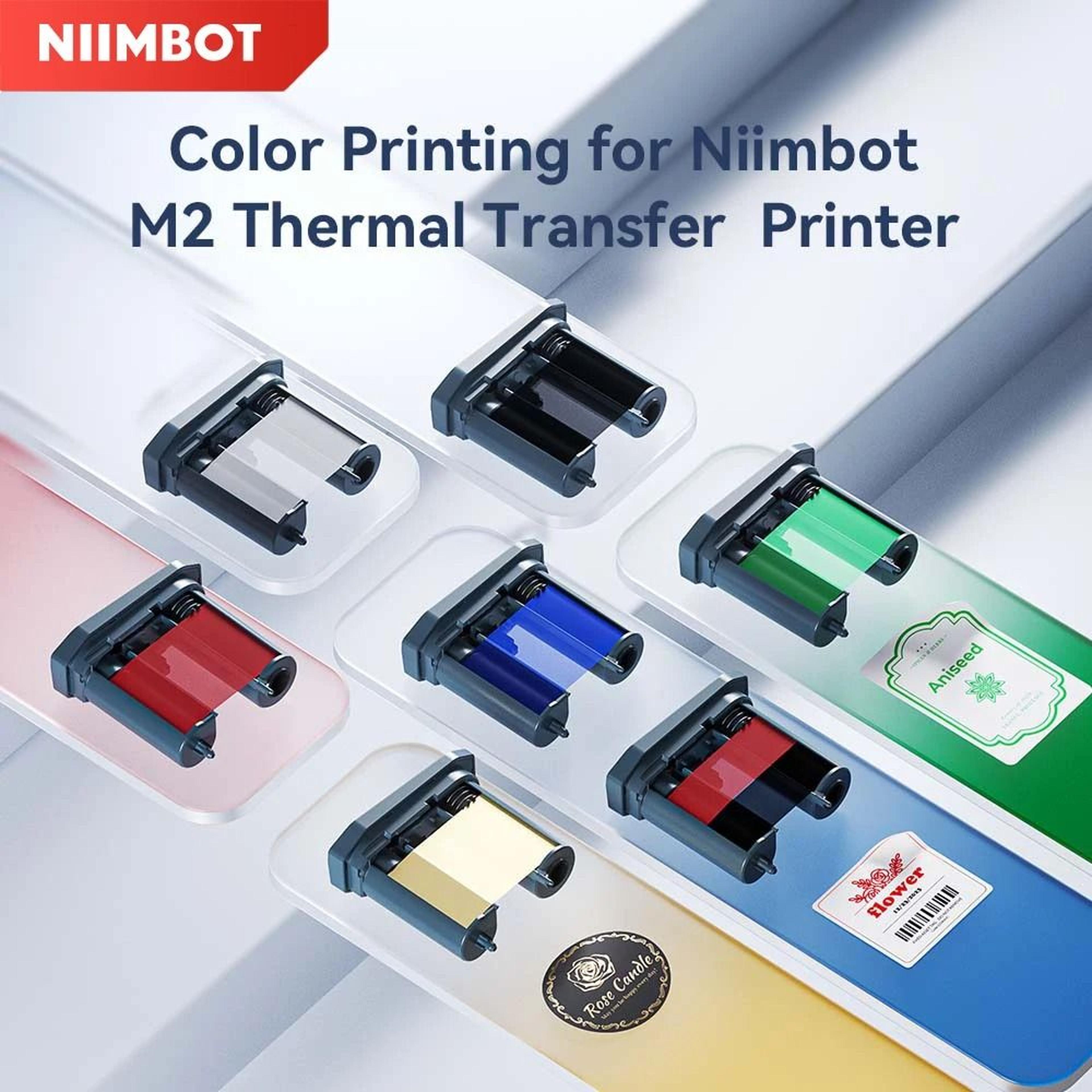 niimbot official thermal transfer label tapes & ribbons for m2 printer (white, silver, clear & cable labels)