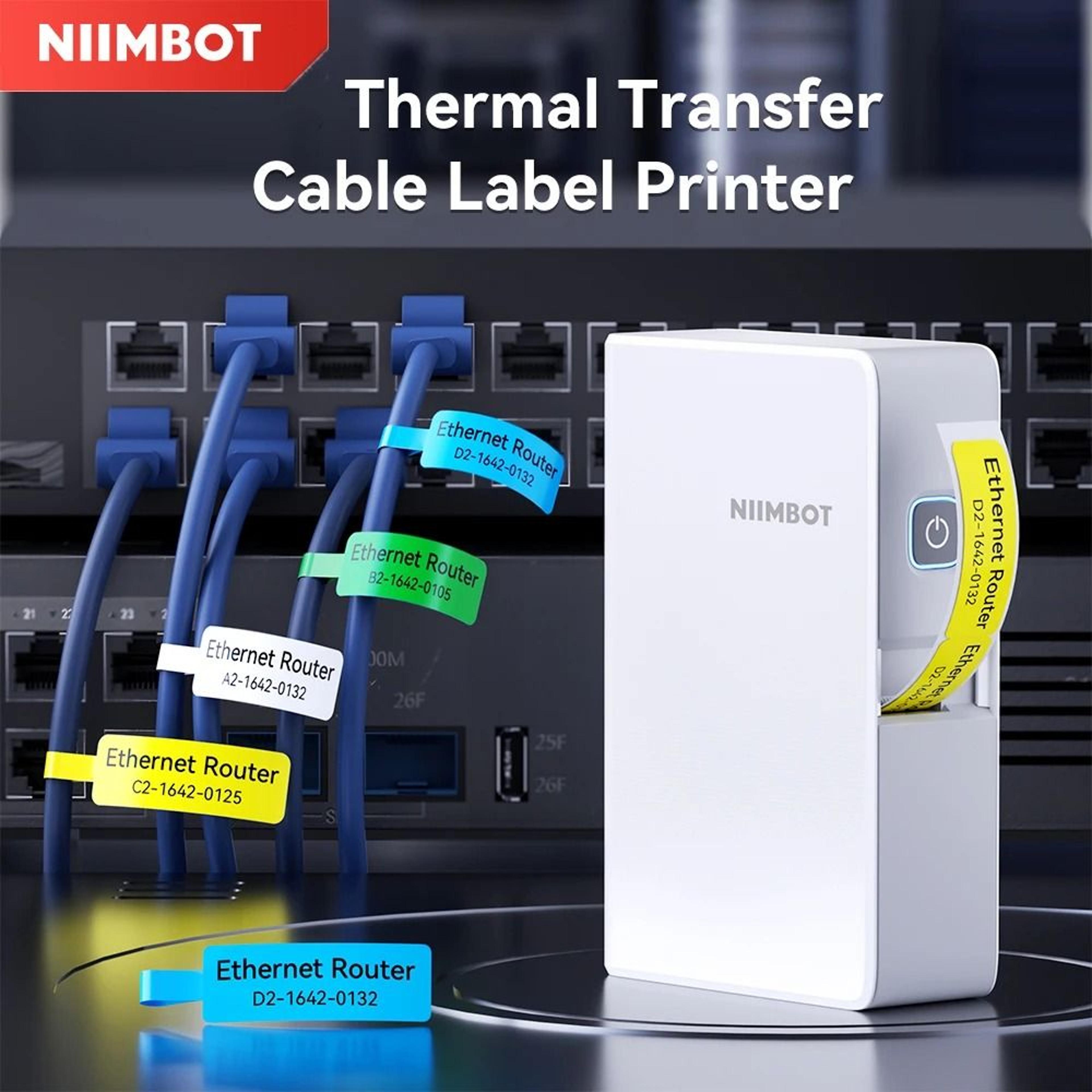 niimbot n1 & b18 thermal transfer label printer & cable tag maker with pet waterproof ribbon