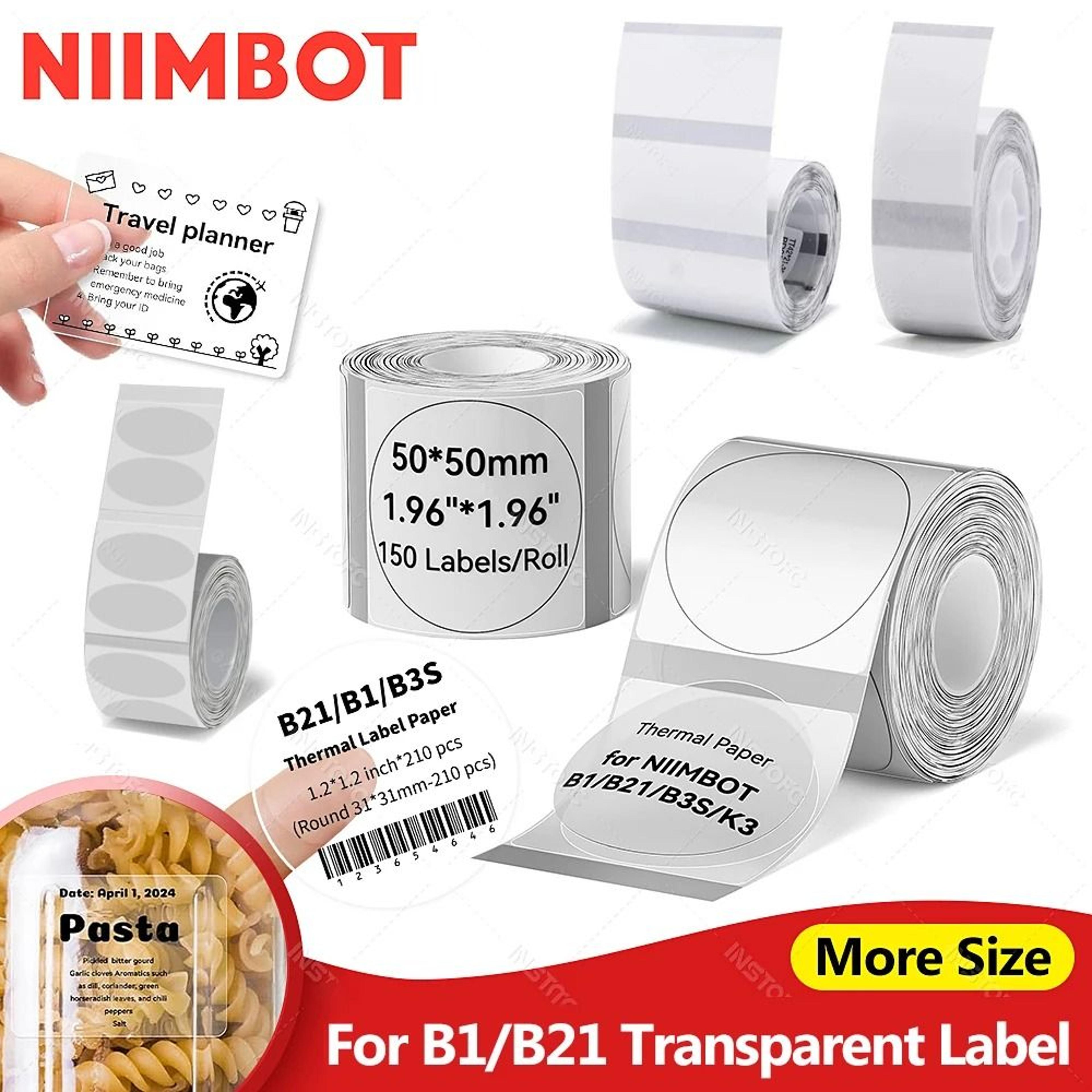 niimbot b1 & b21 clear transparent thermal label roll self-adhesive sticker paper for b1 b21 printers
