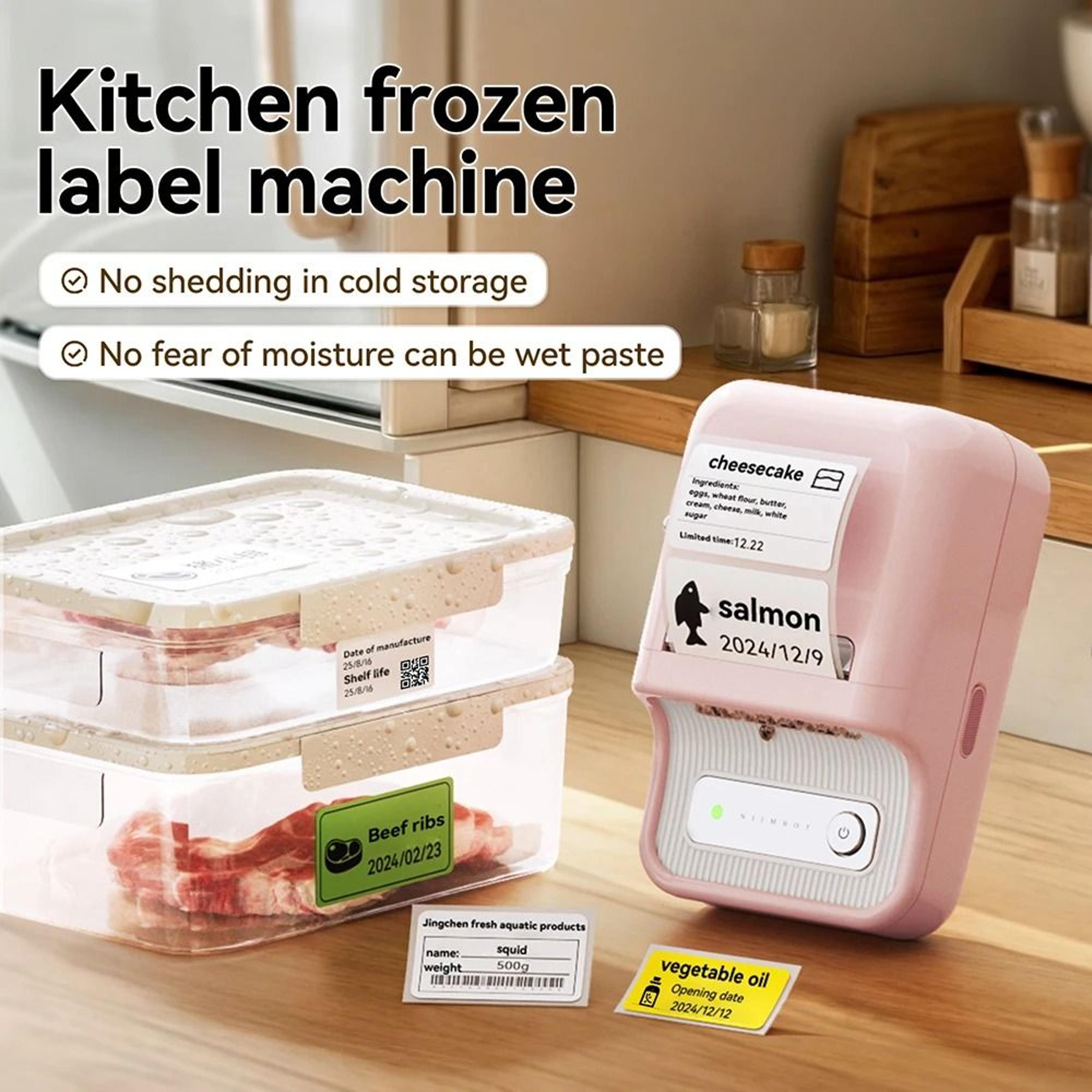 niimbot b21 wireless thermal label printer (20-50mm) pocket sticker maker with freezer labels for home & kitchen