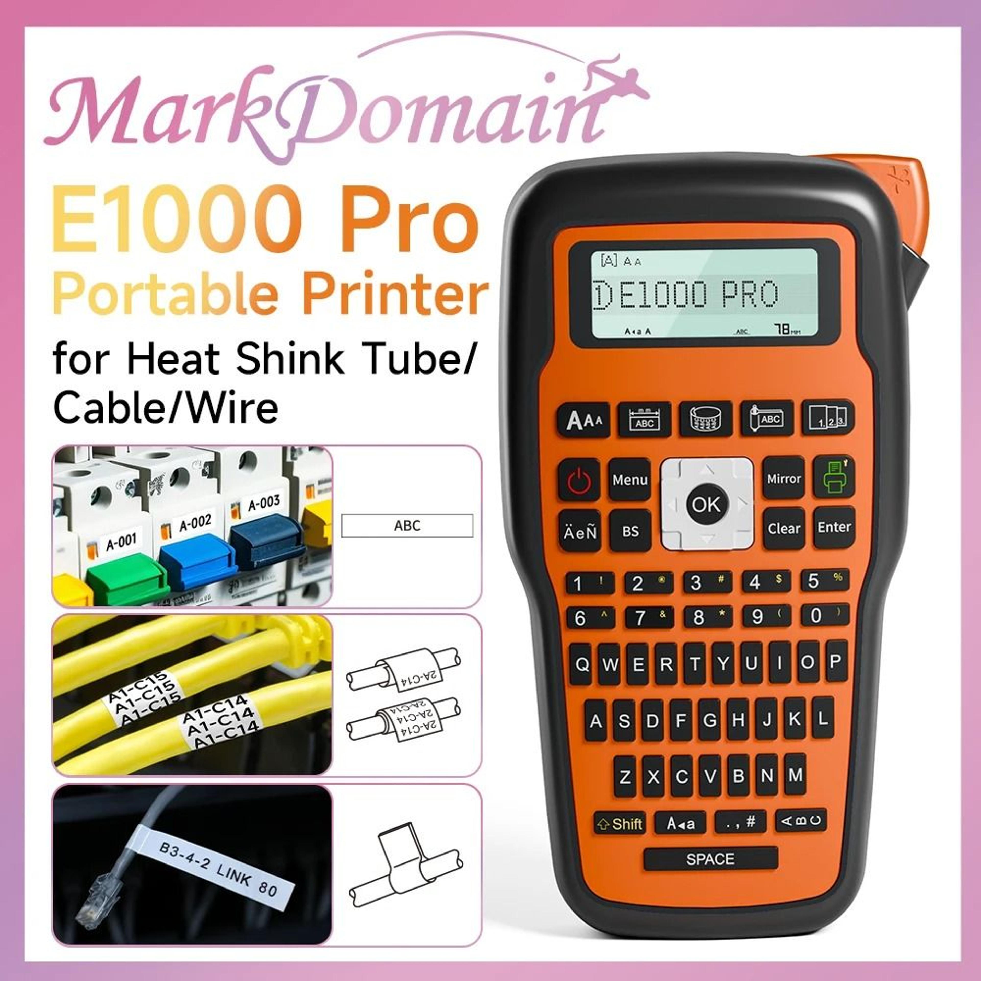 industrial e1000 pro label maker printer machine keyboard compatible with brother tze tapes & heat shrink tubes