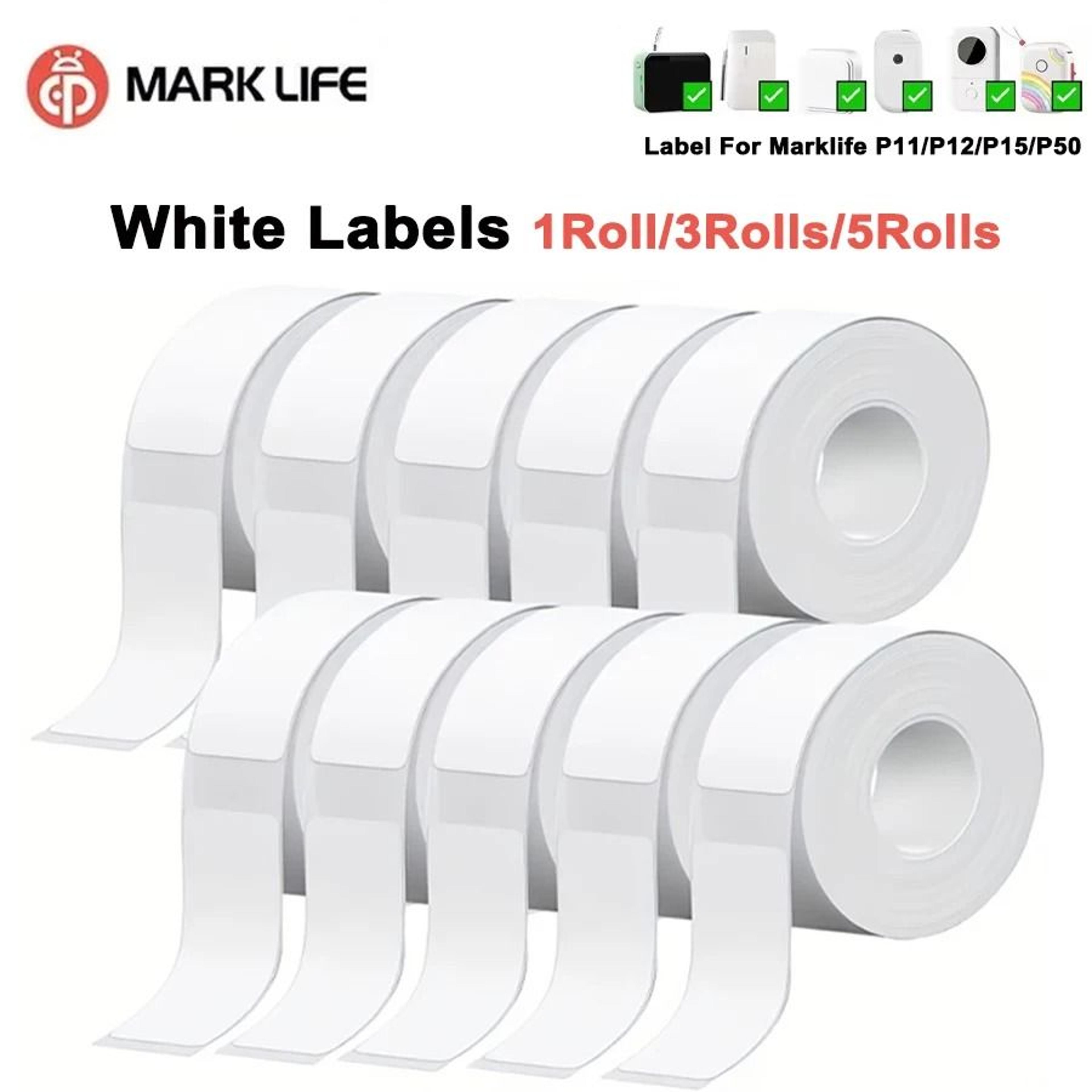 marklife p15 white label rolls self-adhesive thermal sticker set for marklife p12, p11, d30 & q30 printers