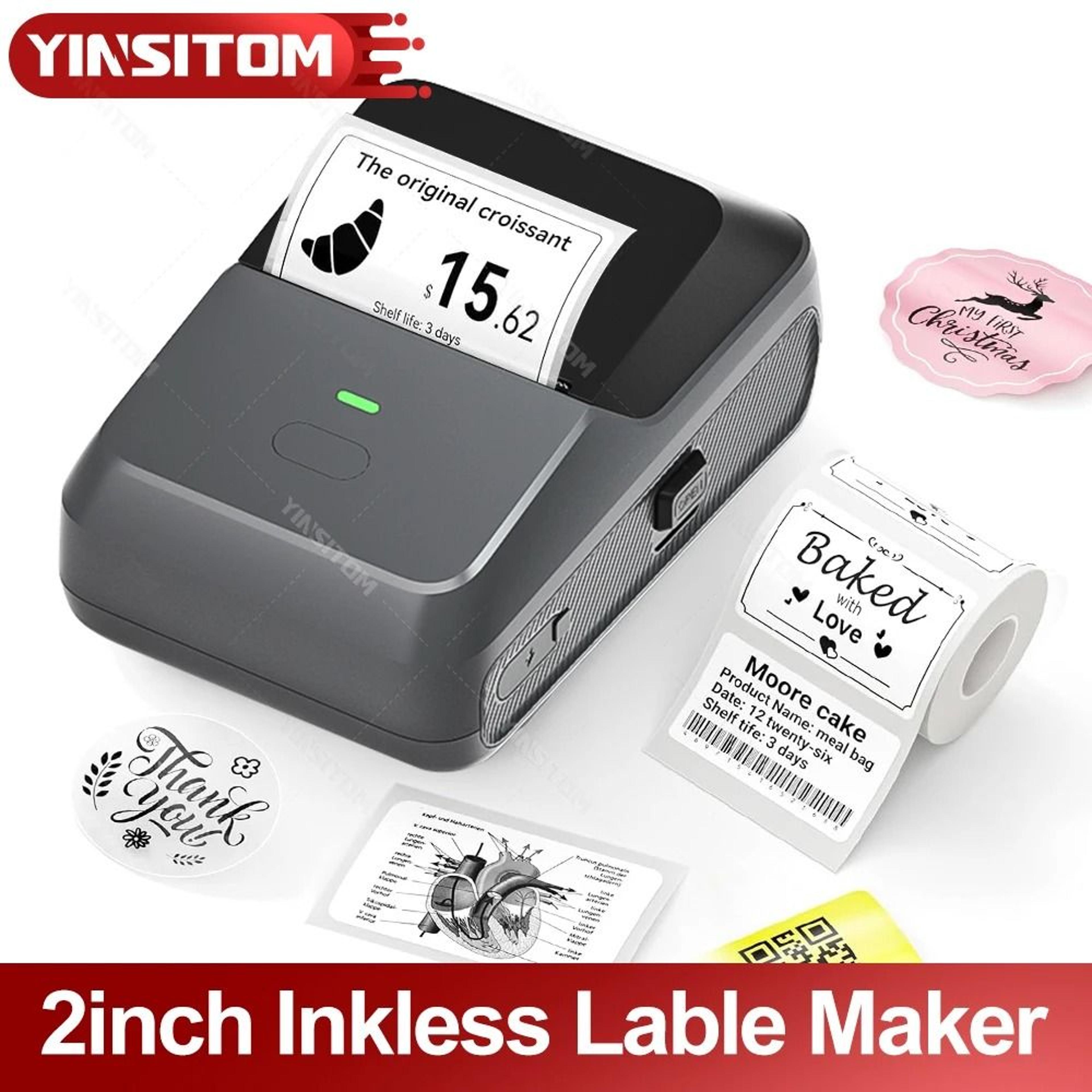 yinsitom 20-50mm mini portable thermal label printer wireless bluetooth price tag & barcode sticker maker