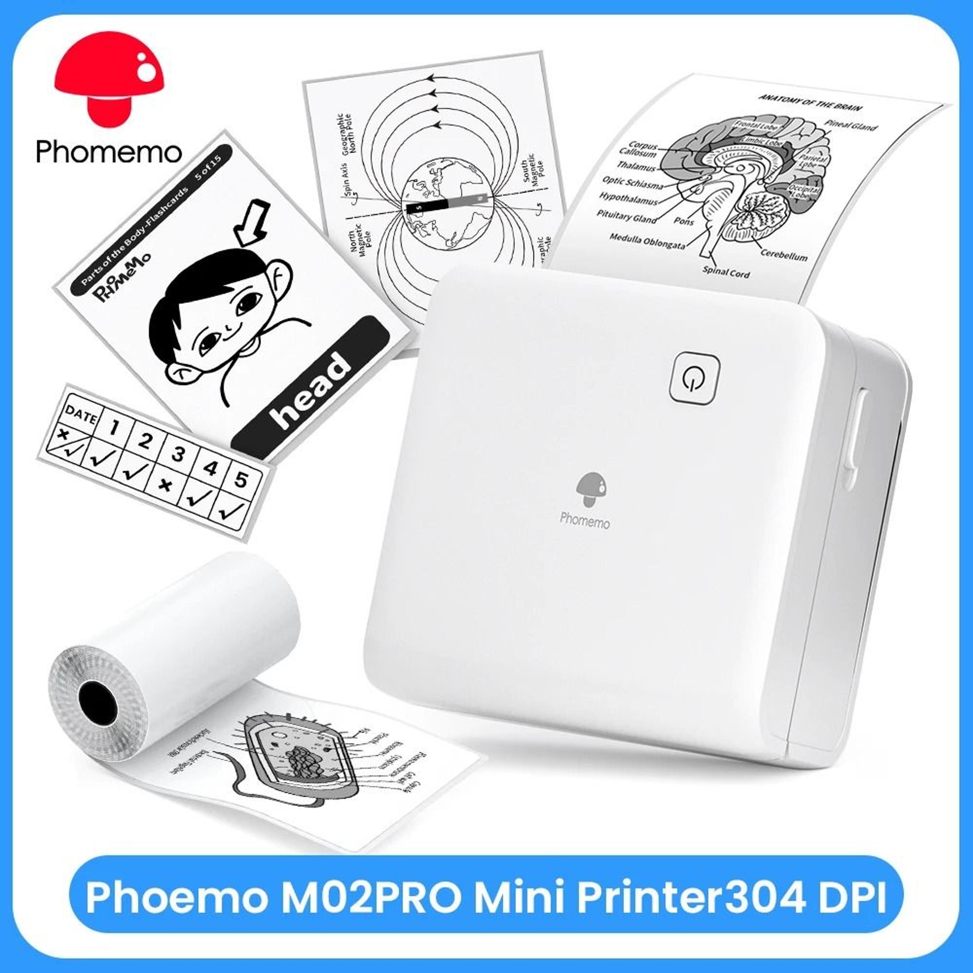 phomemo m02 pro 300 dpi portable pocket thermal printer wireless bluetooth sticker maker