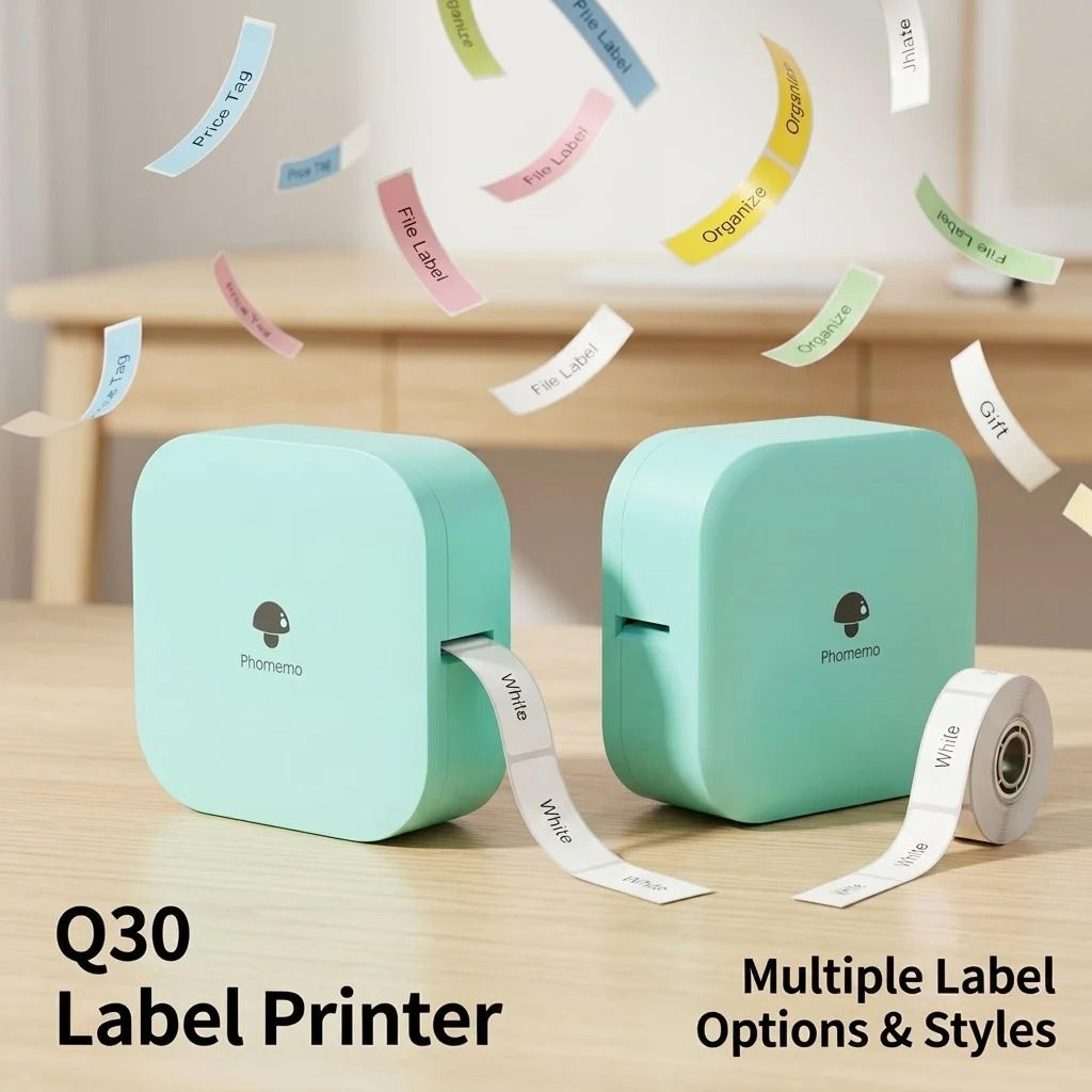 phomemo q30 wireless mini thermal label maker portable adhesive sticker barcode printer for school home office