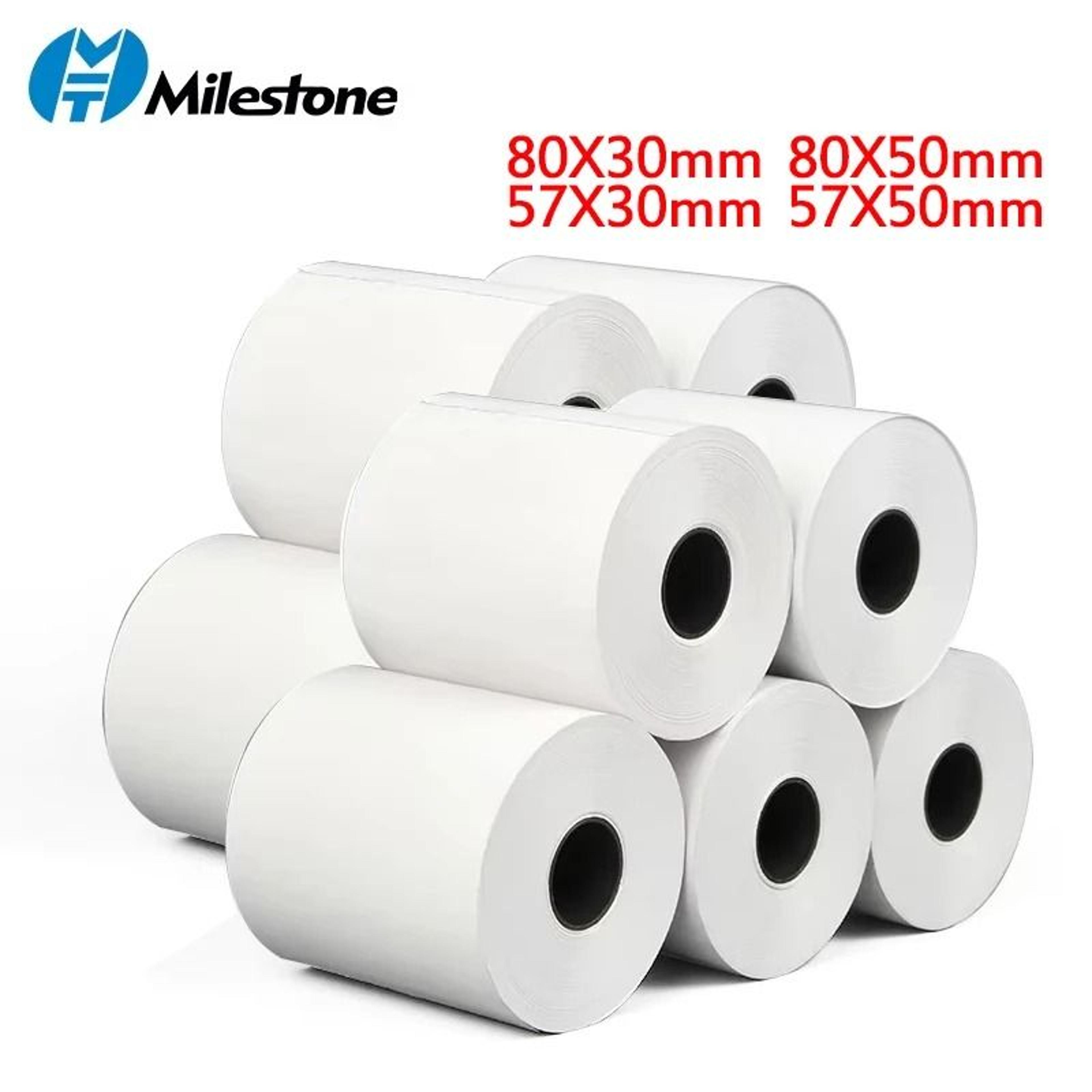 10 rolls direct thermal receipt paper rolls (80x30mm, 80x50mm, 57x30mm, 57x50mm) for pos cash registers & mini printers