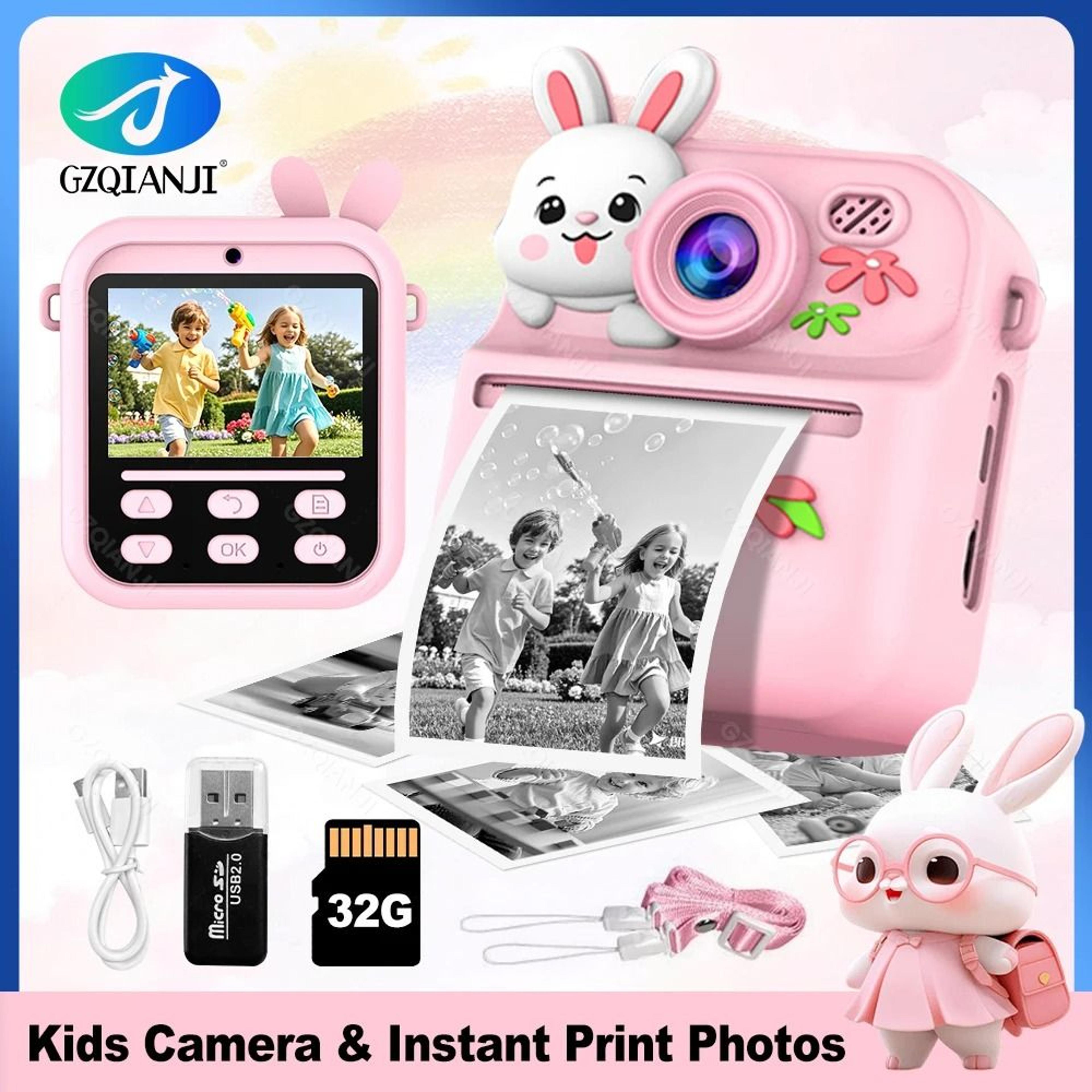 mini 58mm thermal printer kids digital camera hd 1080p instant photo video recorder with 32gb sd card