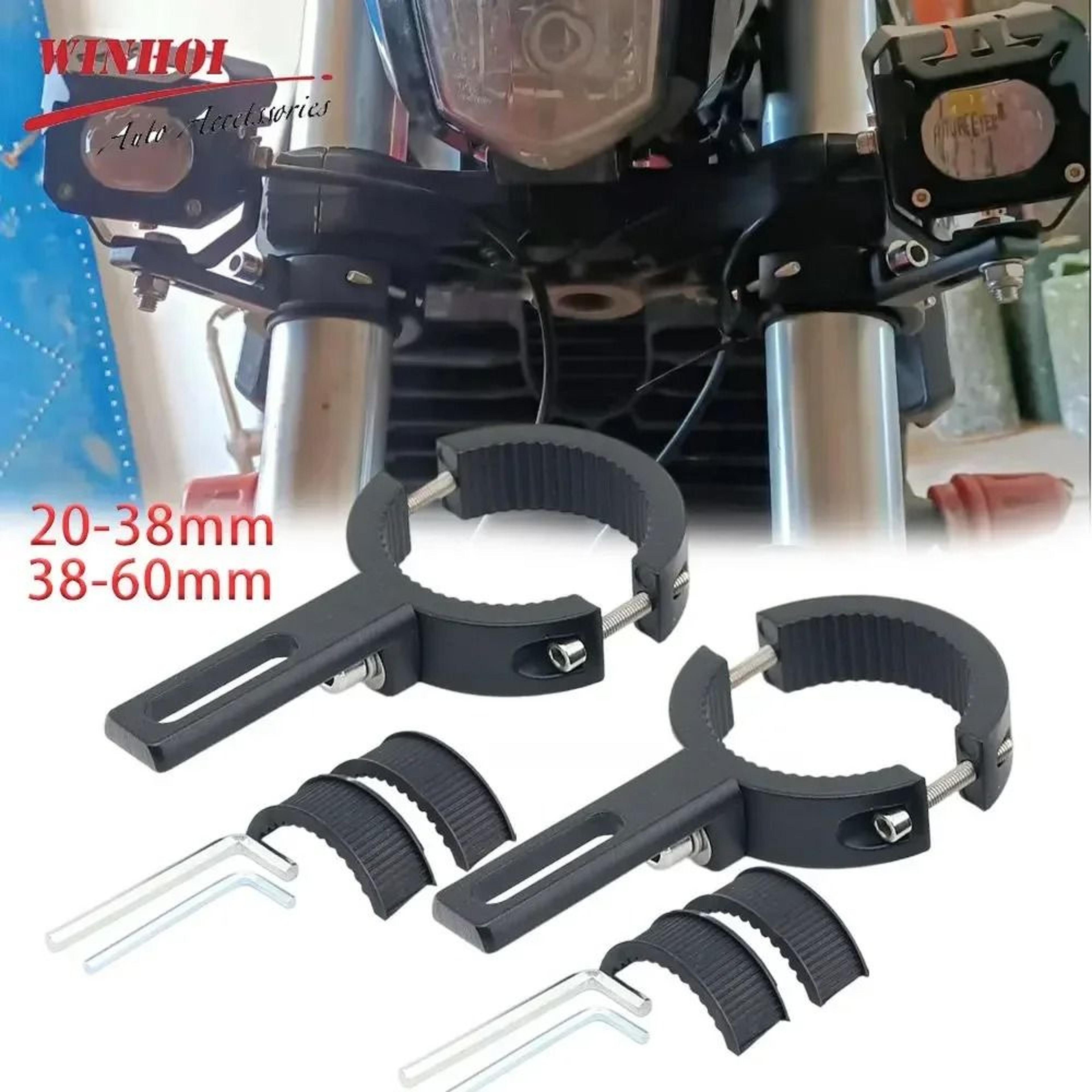 universal motorcycle spotlight mounting bracket – heavy-duty fog light fork clamp for bikes & atvs