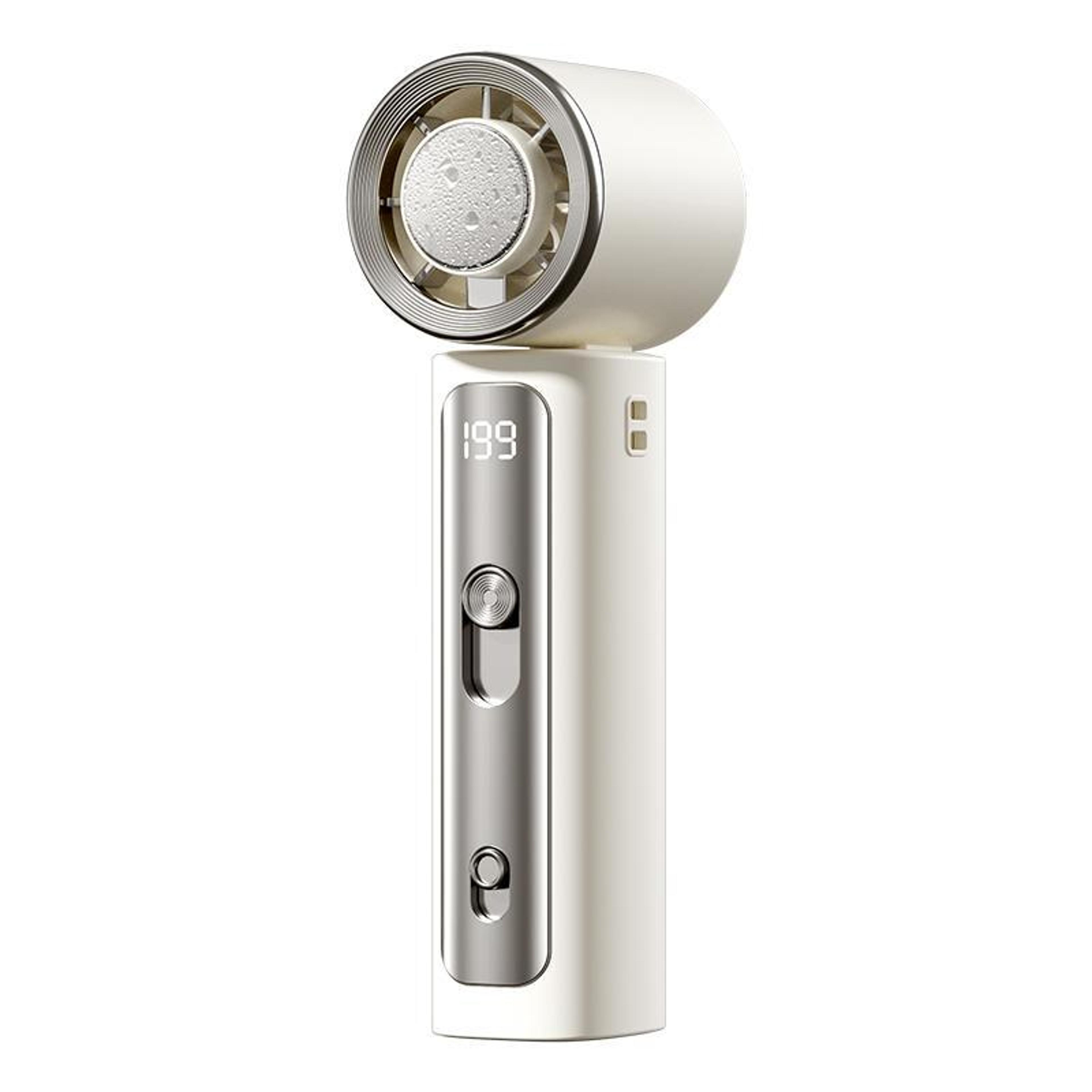 portable handheld cooling fan with digital display, rechargeable mini cooling fan