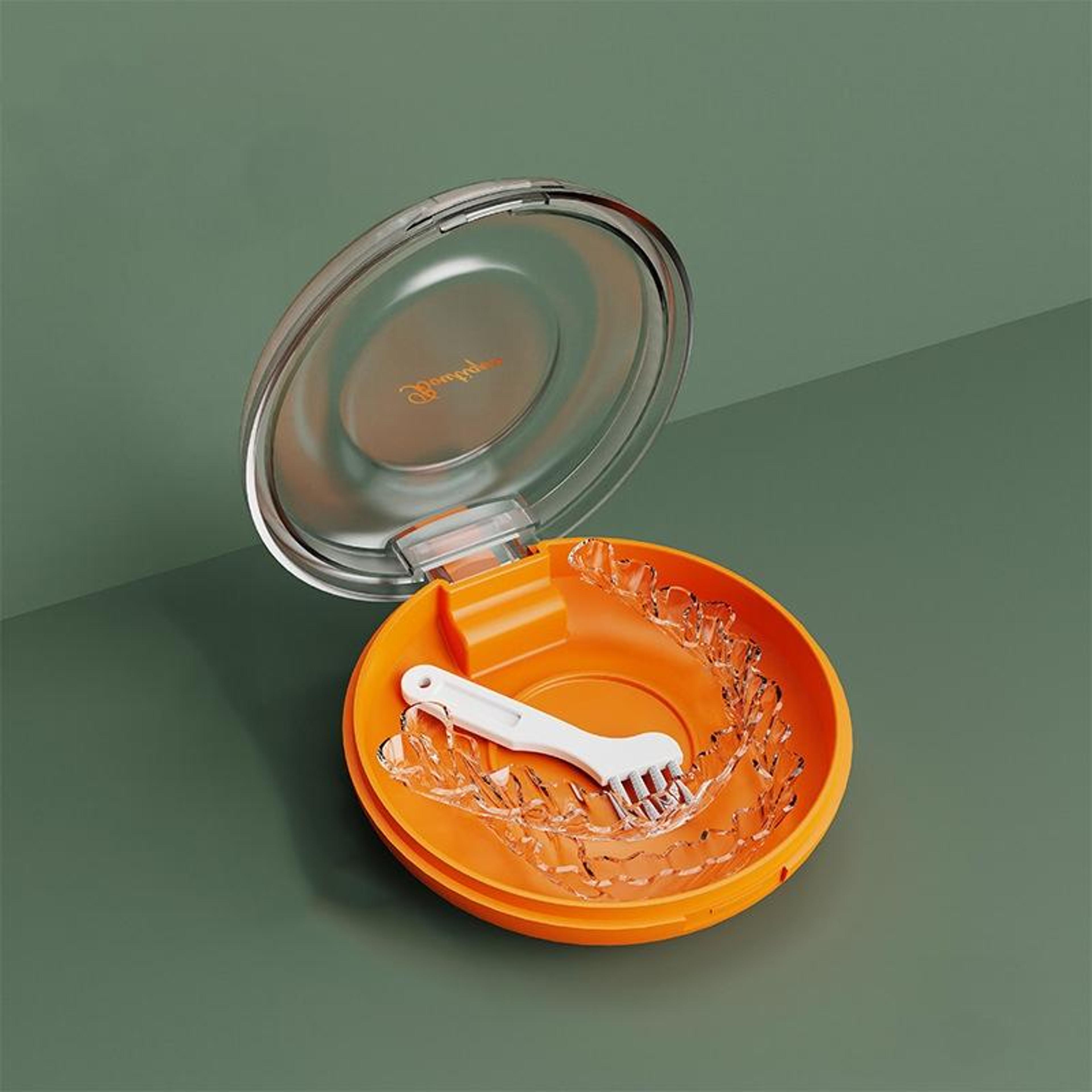 portable denture storage box orthodontic retainer case with lanyard compact travel organizer