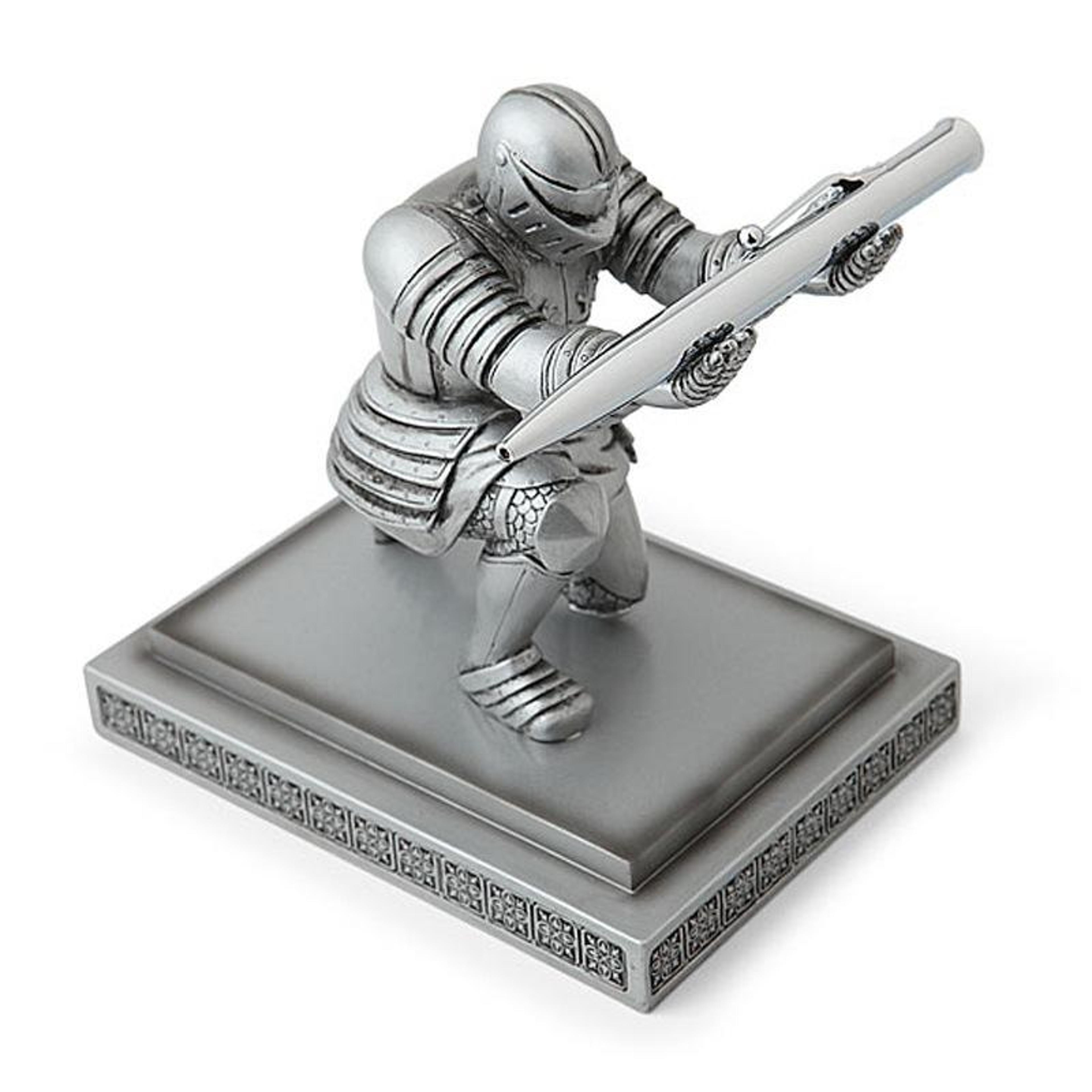 executive knight resin desk organizer pen holder, creative office desk decor storage statue