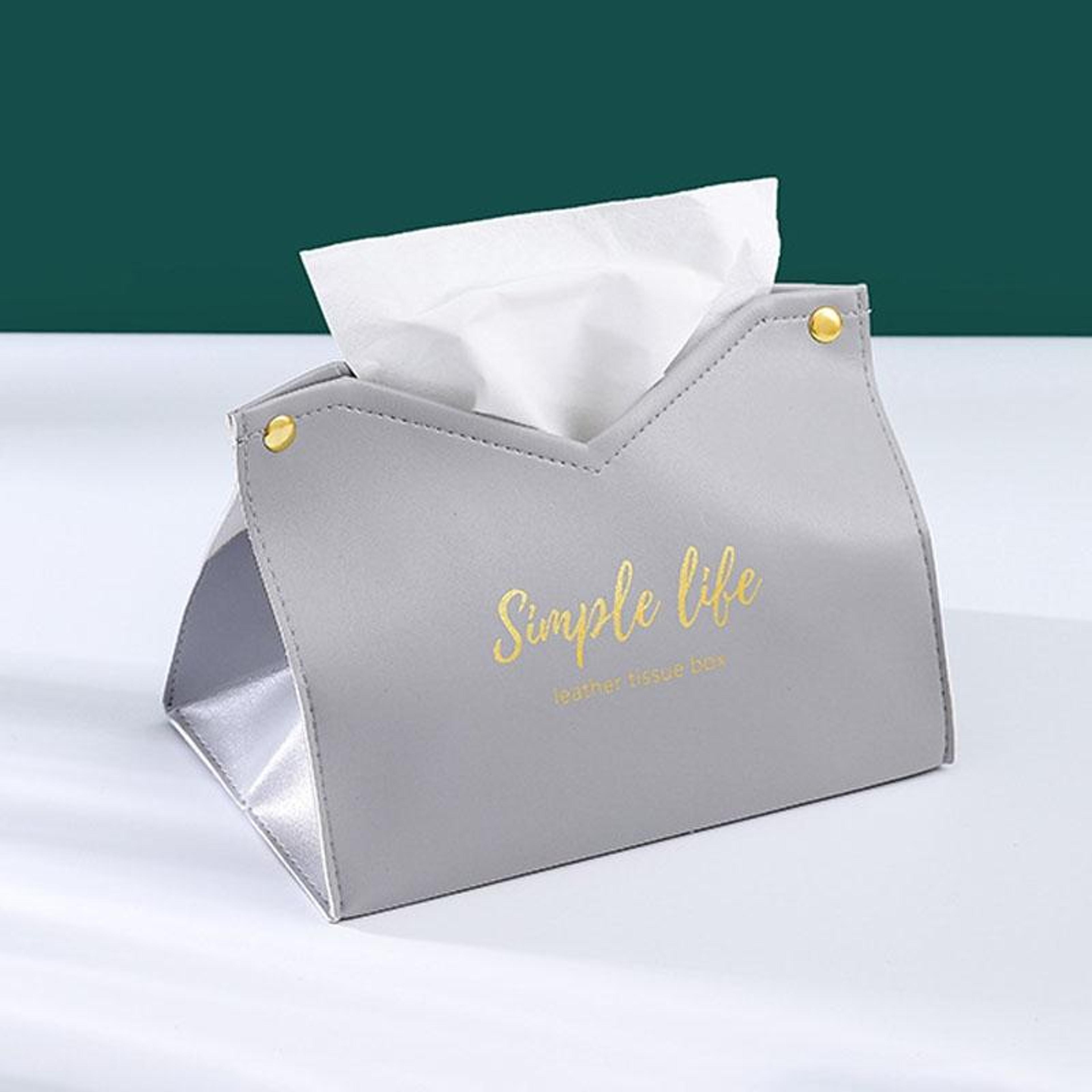 pu leather tissue box cover car & home decorative tissue holder grey