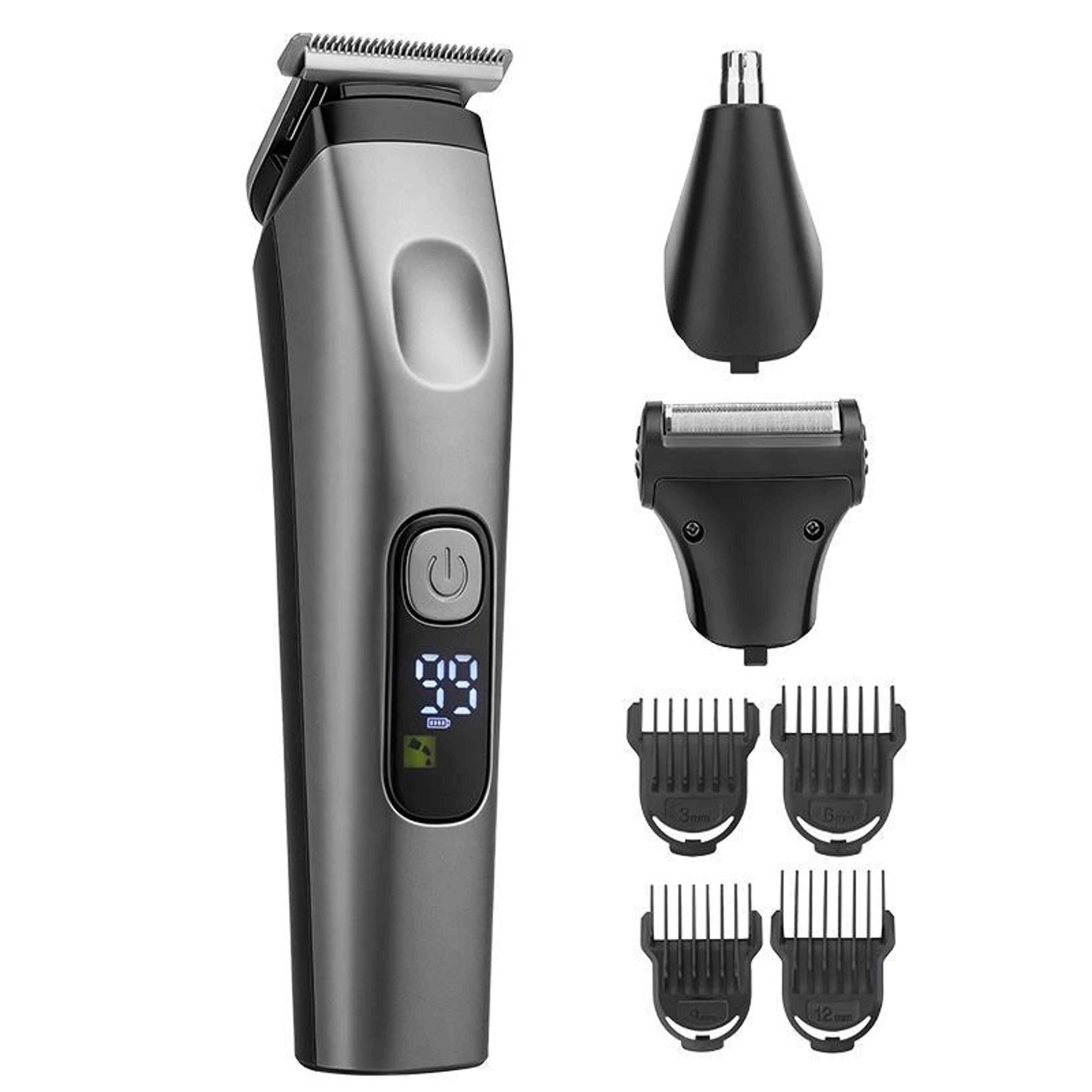 electric hair clipper, beard & nose hair trimmer cordless grooming kit for men