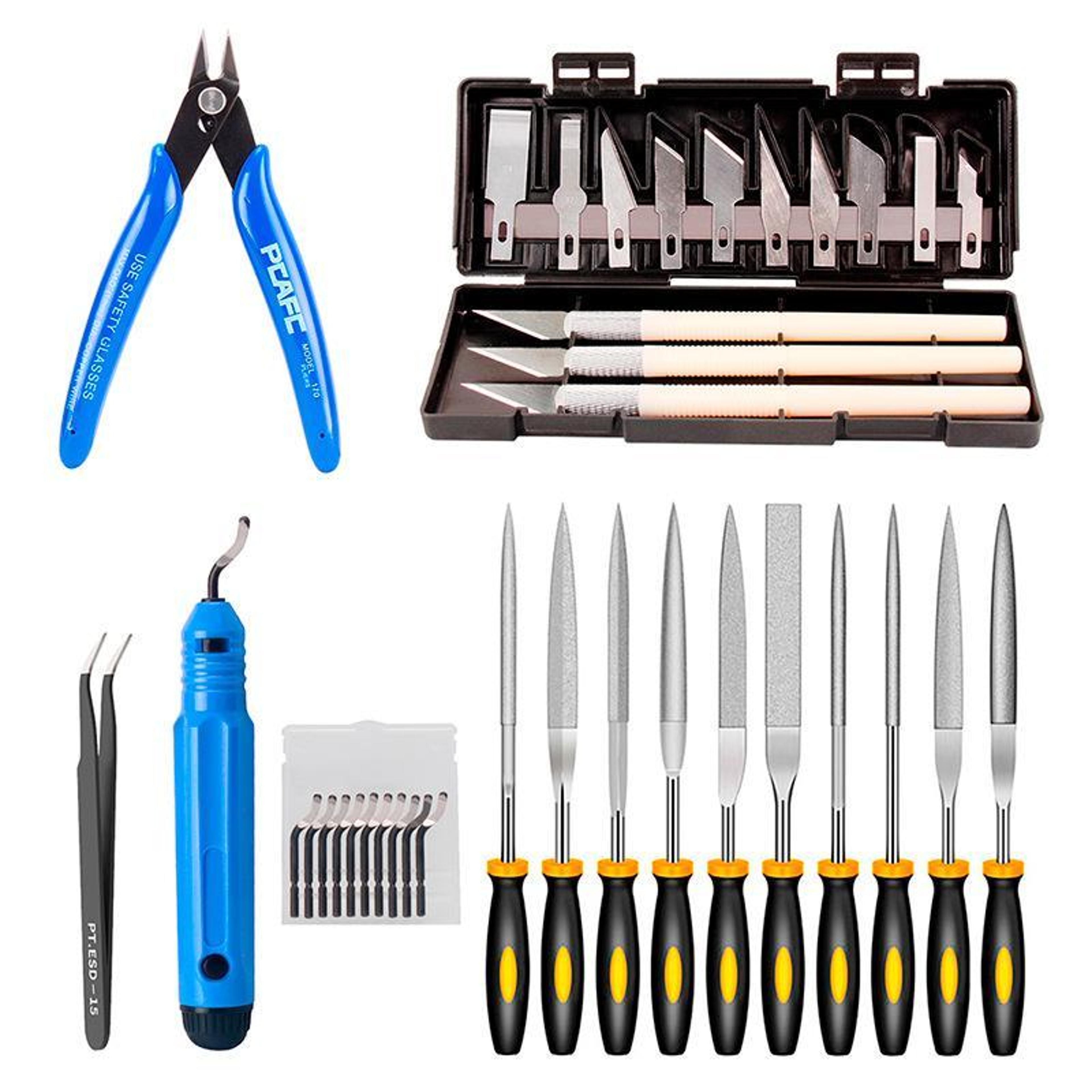 printer tool kit model cleaning tools, carving knife & needle file set for precision finishing