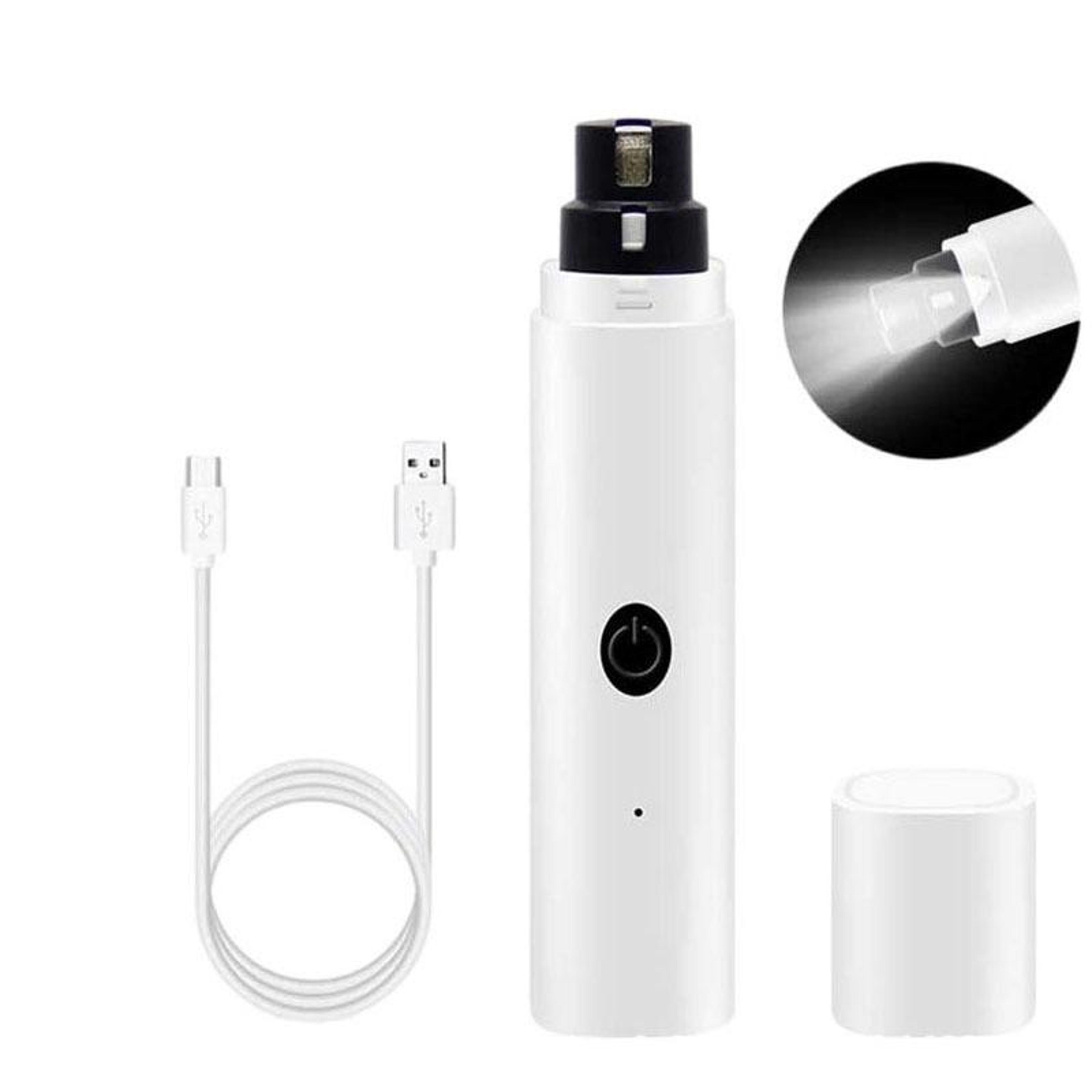 pet nail grinder with led light usb rechargeable quiet dog & cat nail trimmer, grooming tool