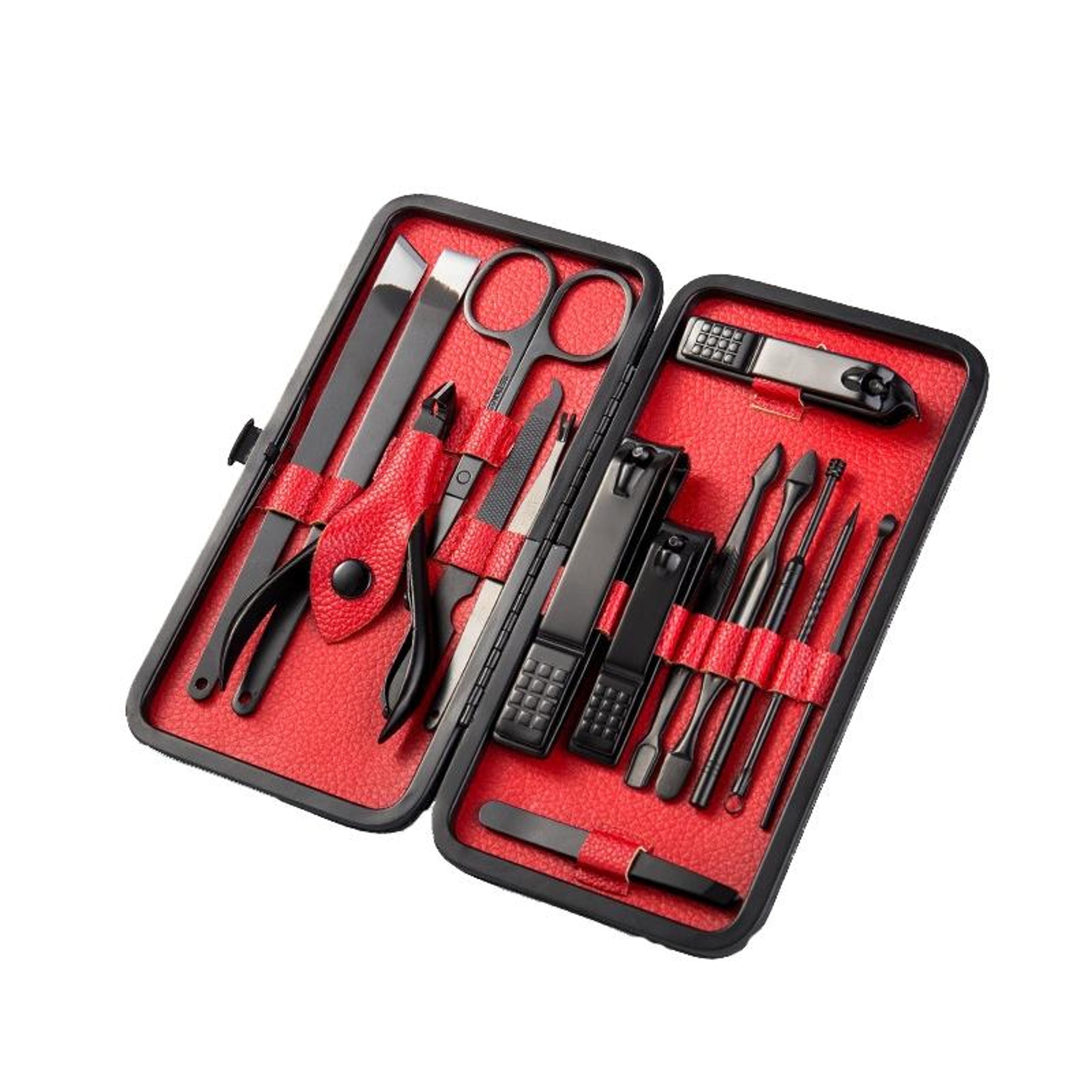 stainless steel nail clipper set manicure & pedicure tools kit with pu leather case