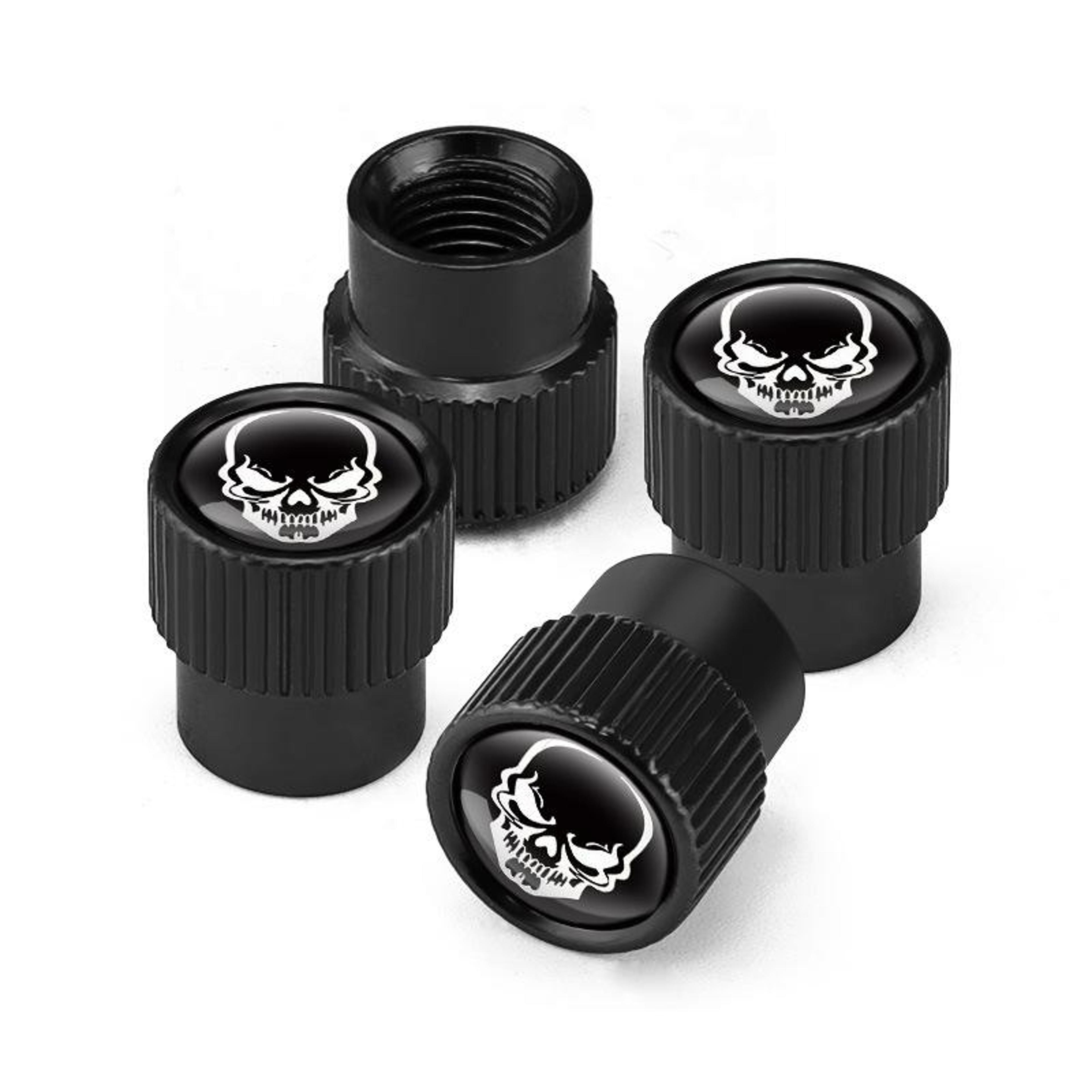 skeleton aluminum tire valve caps 4pcs universal car tire valve caps decorative black