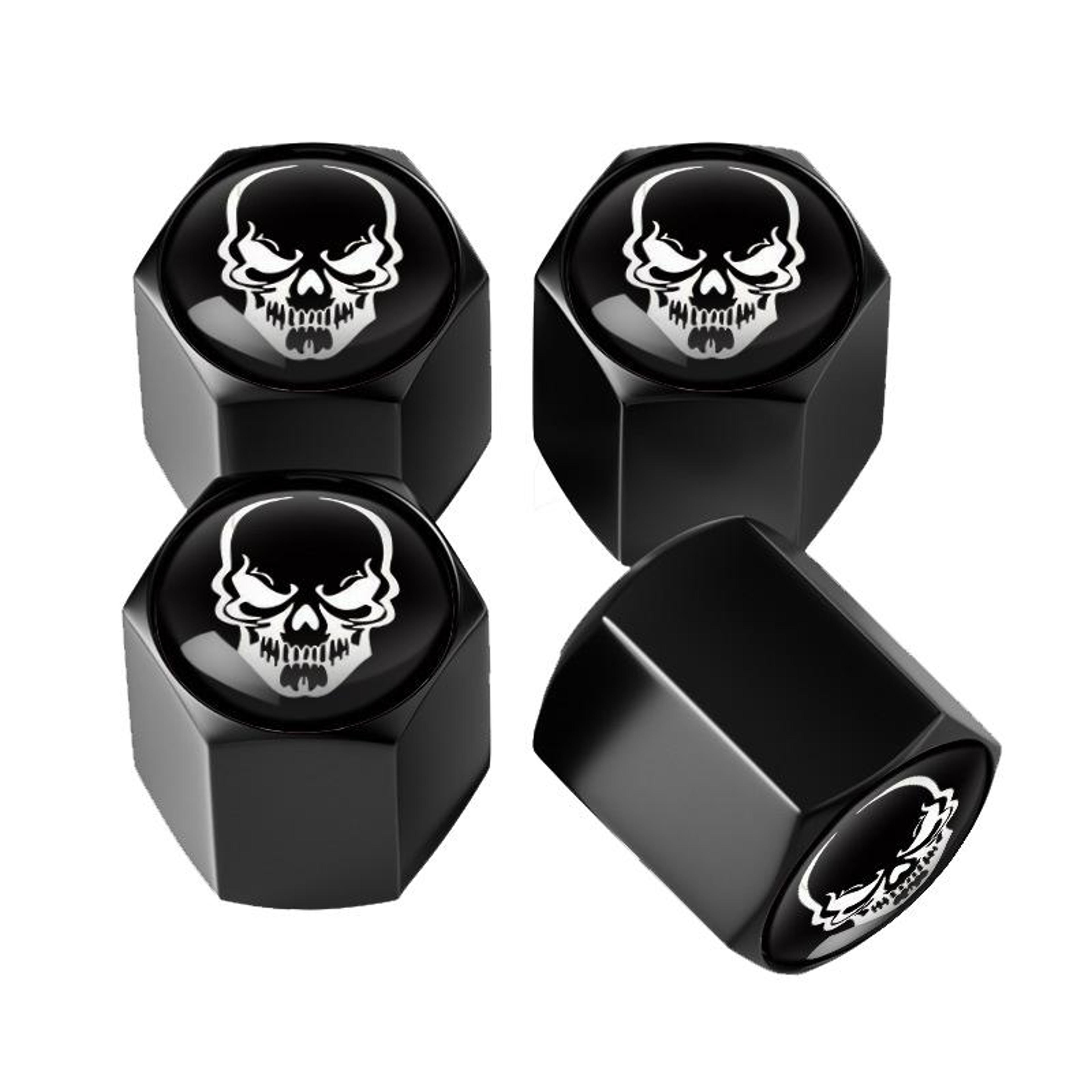 skeleton metal tire valve caps set universal valve stem caps, black alloy tire caps