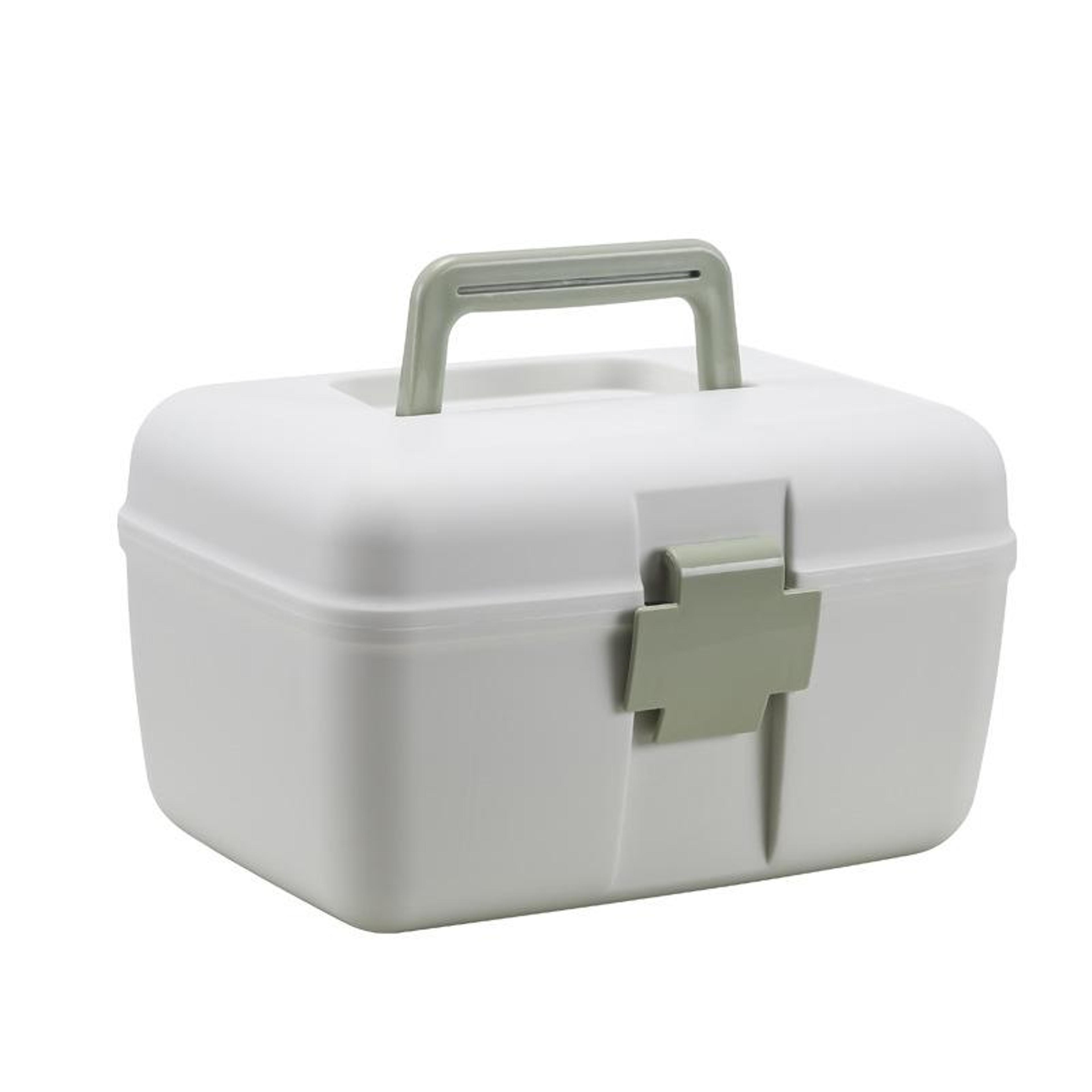 double layer portable medicine box with sealed divided storage & childproof safety buckle