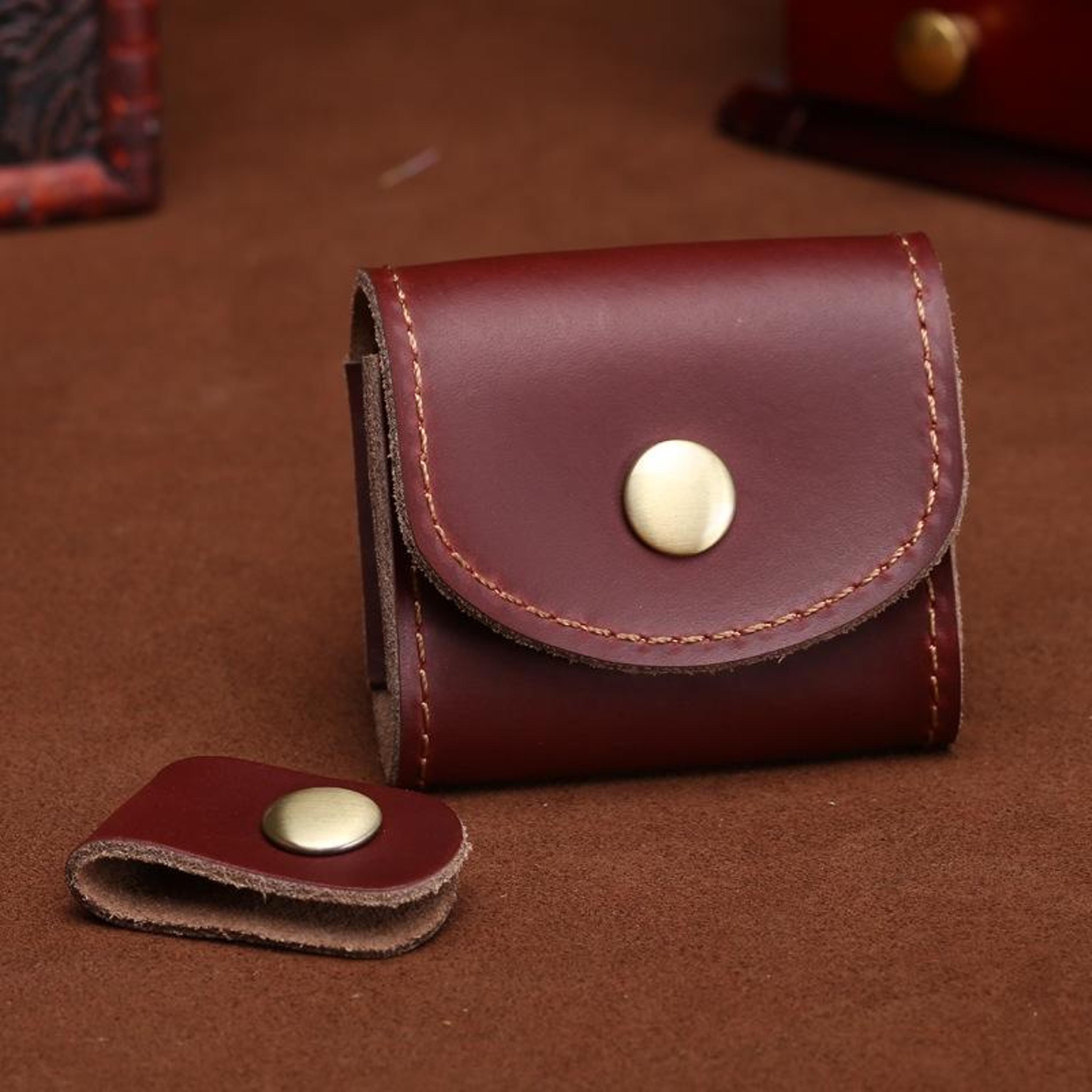 vintage leather headphone case mini portable earbud storage pouch