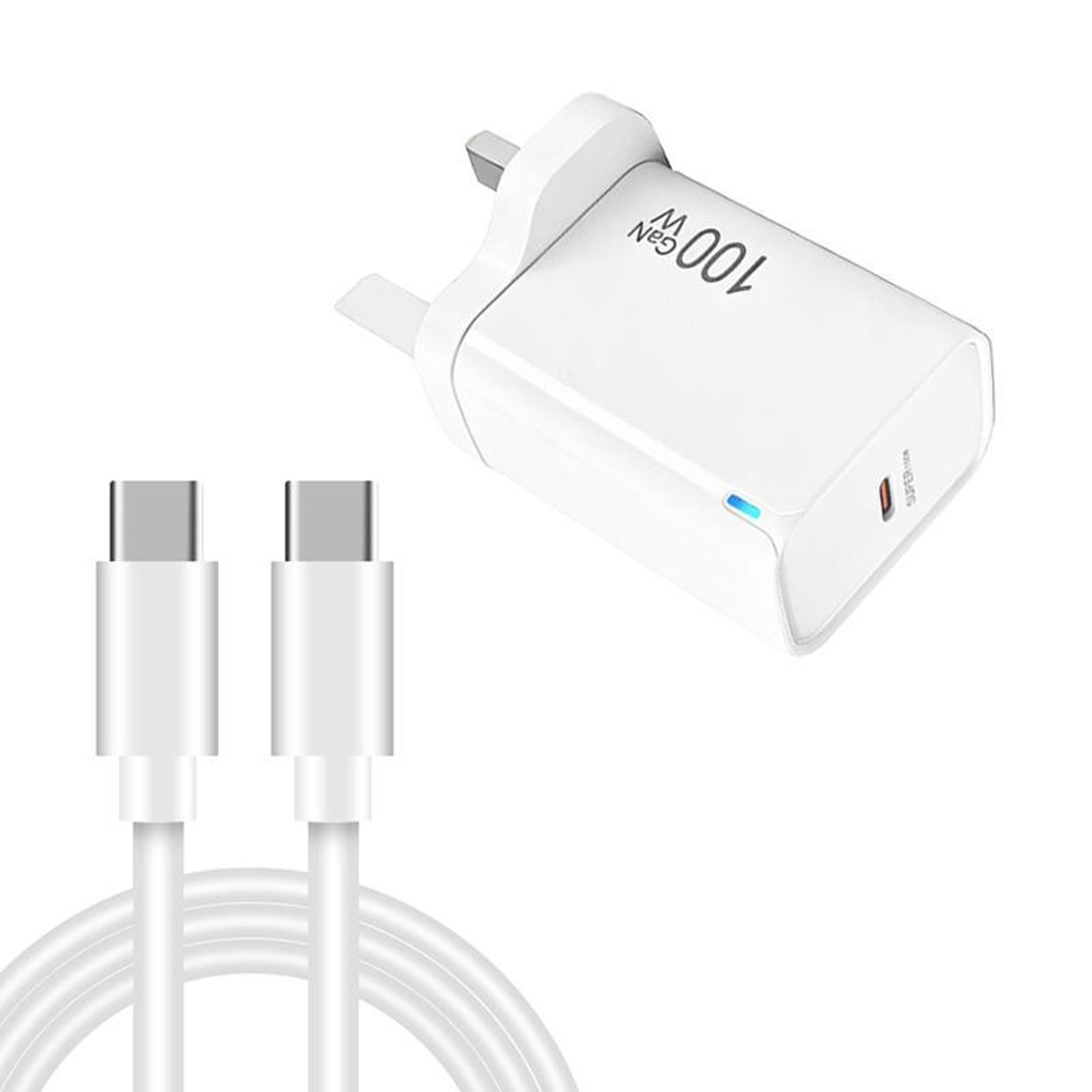 te-pd46 gan 100w pd 45w usb-c fast charging charger with type-c cable uk plug for laptop phone tablet