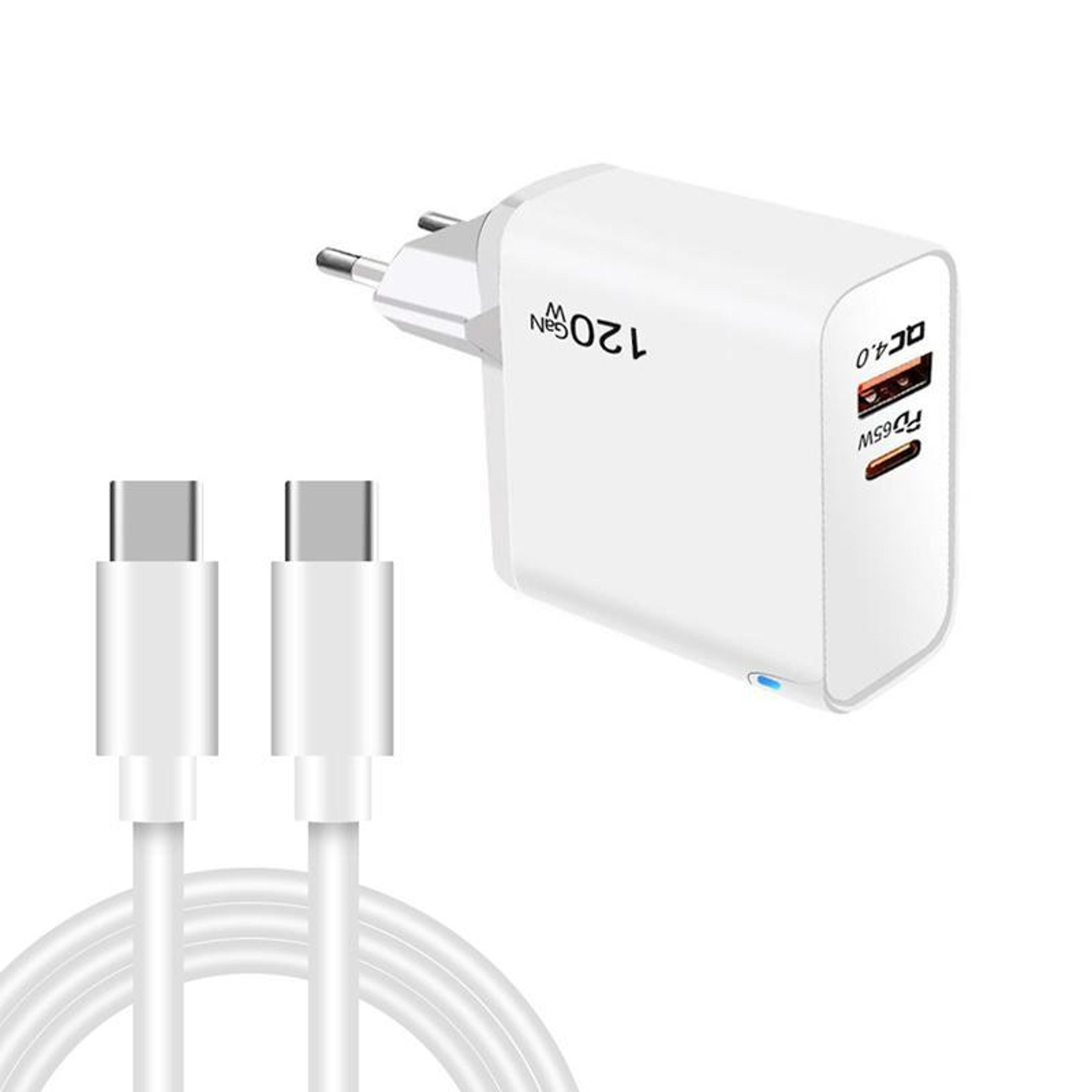 65w gan pd usb-c fast charger eu plug with qc4.0 cable