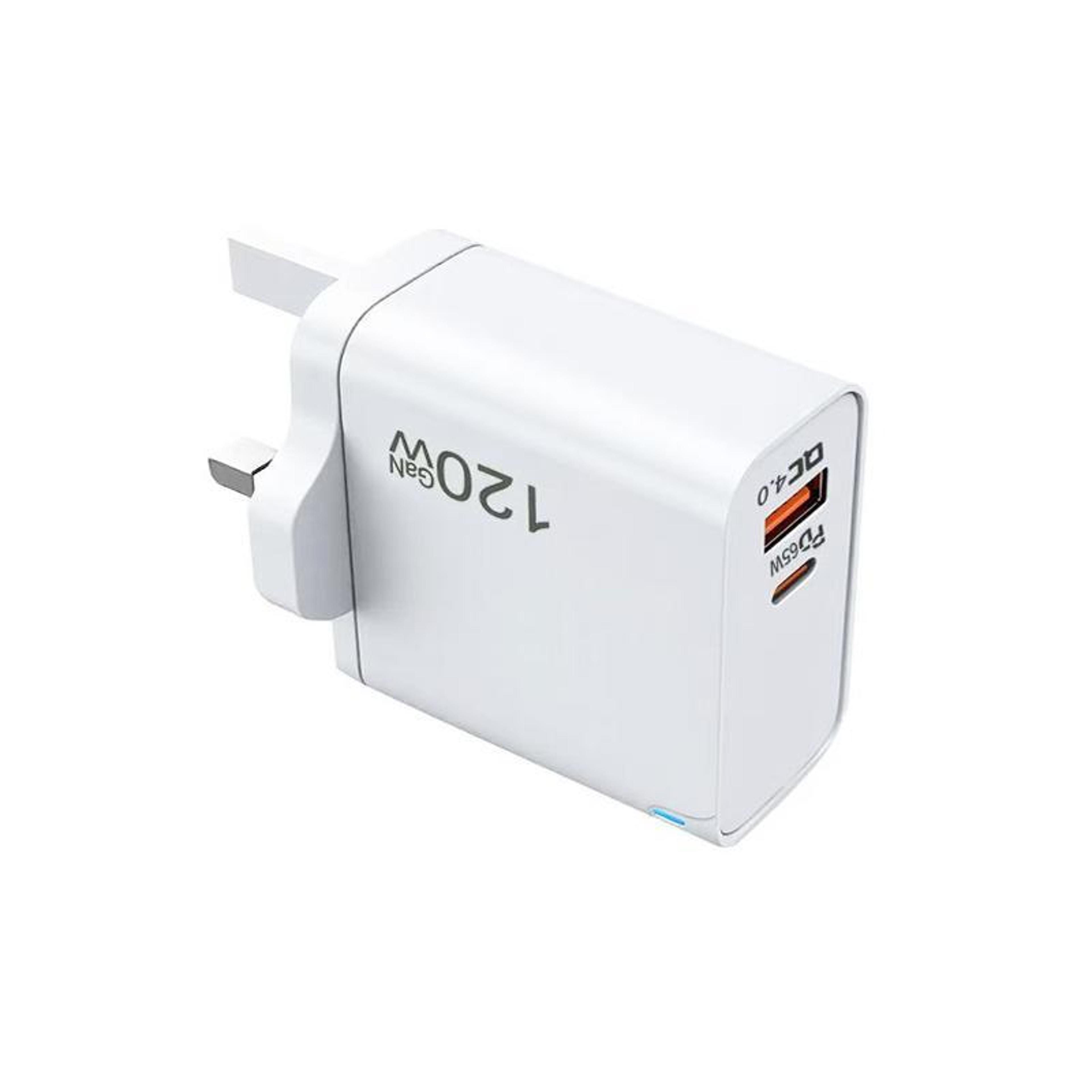 65w gan pd fast charger usb-c qc4.0 uk plug for macbook, laptop & phone