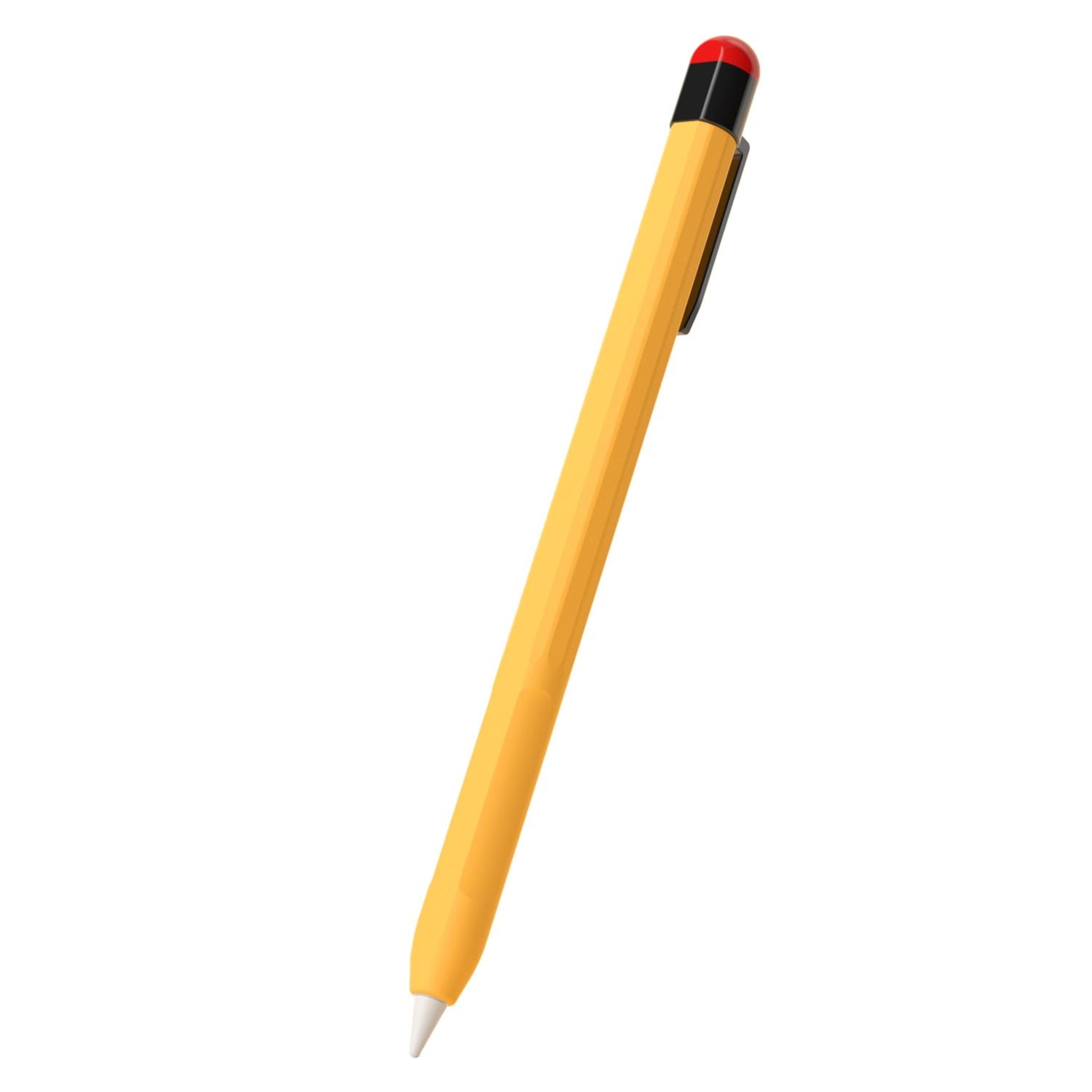 apple pencil silicone protective case with removable pen clip anti-slip slim stylus cover yellow