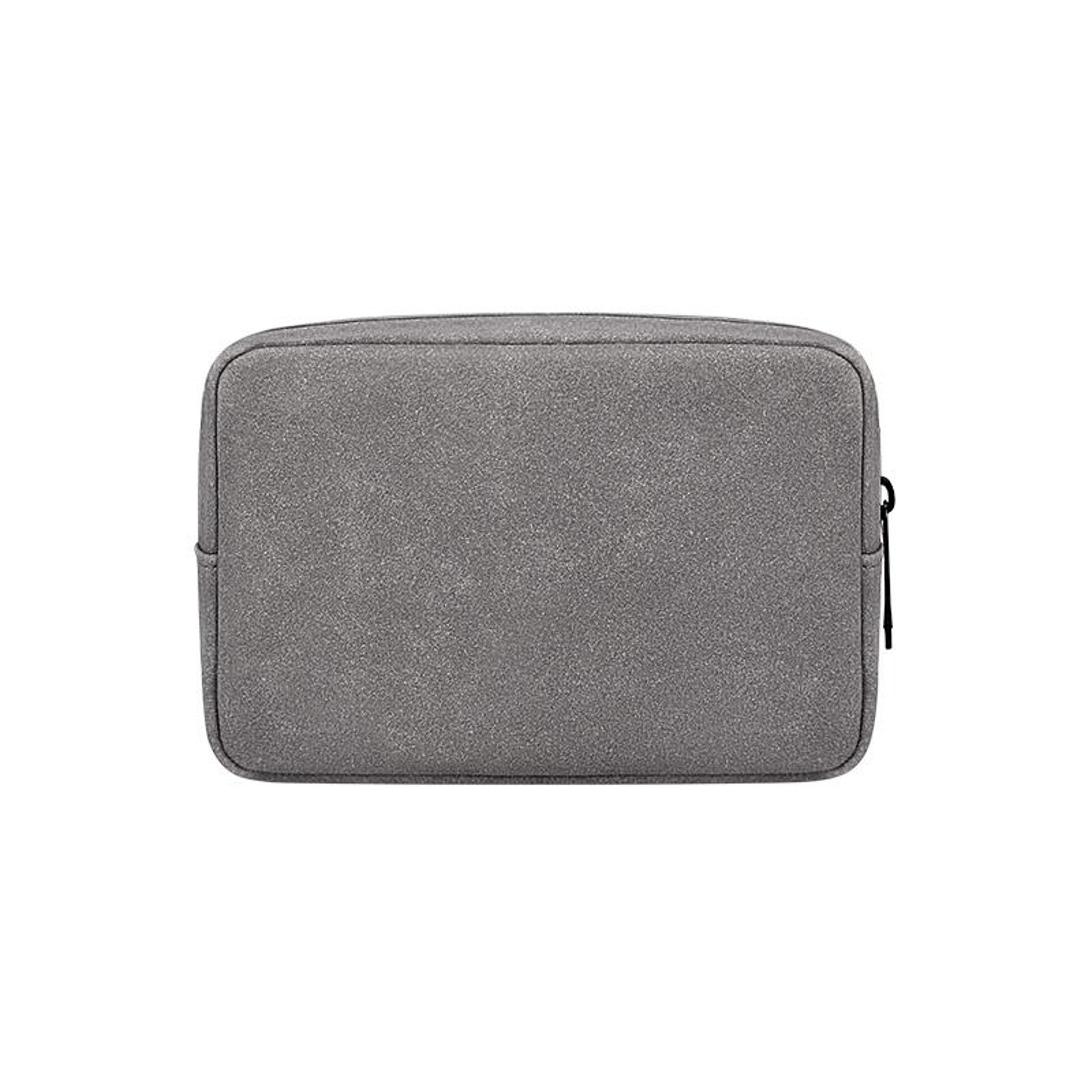 portable frosted pu leather cable organizer bag dark grey travel tech storage pouch