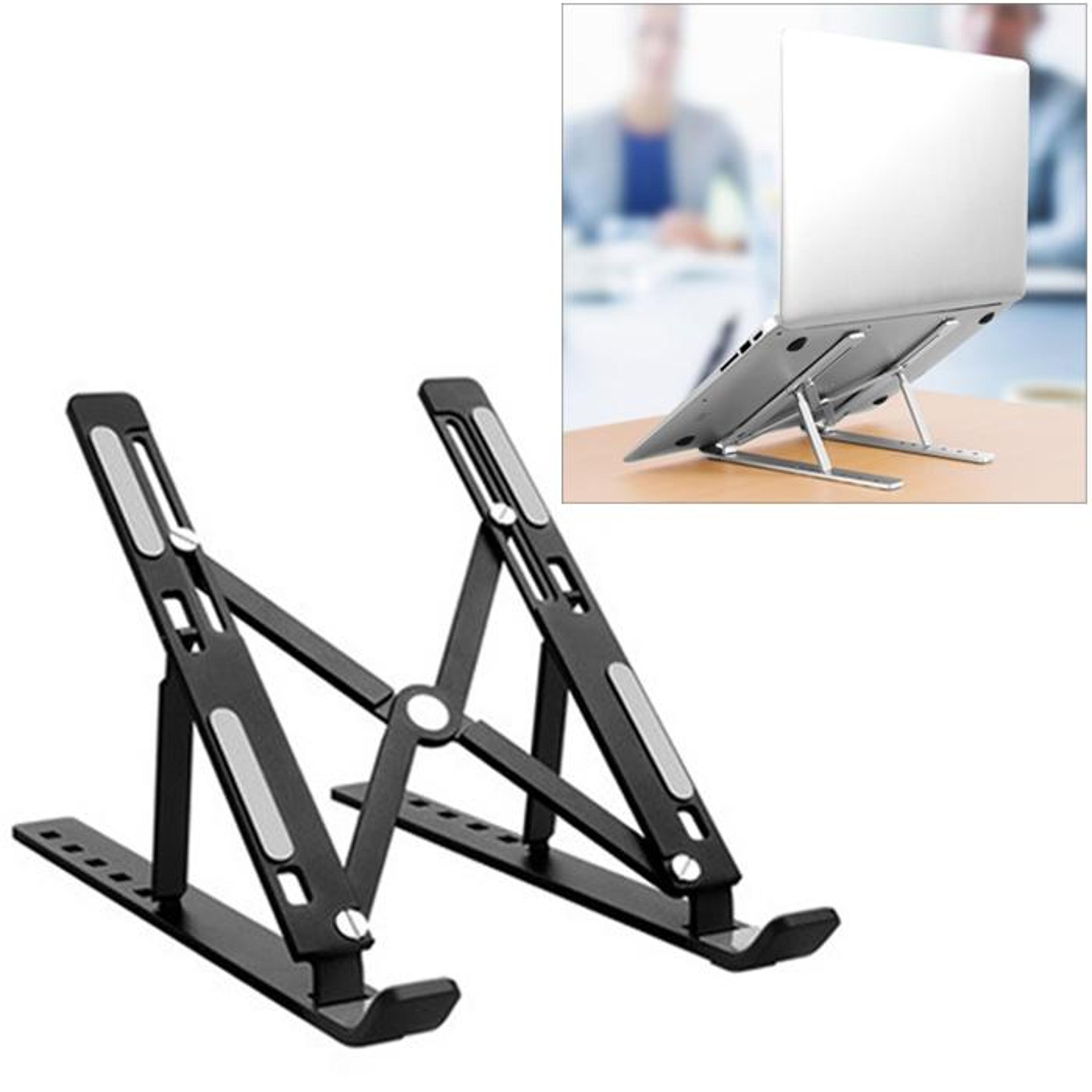 adjustable aluminum ergonomic laptop stand with cooling design, foldable portable height extender holder