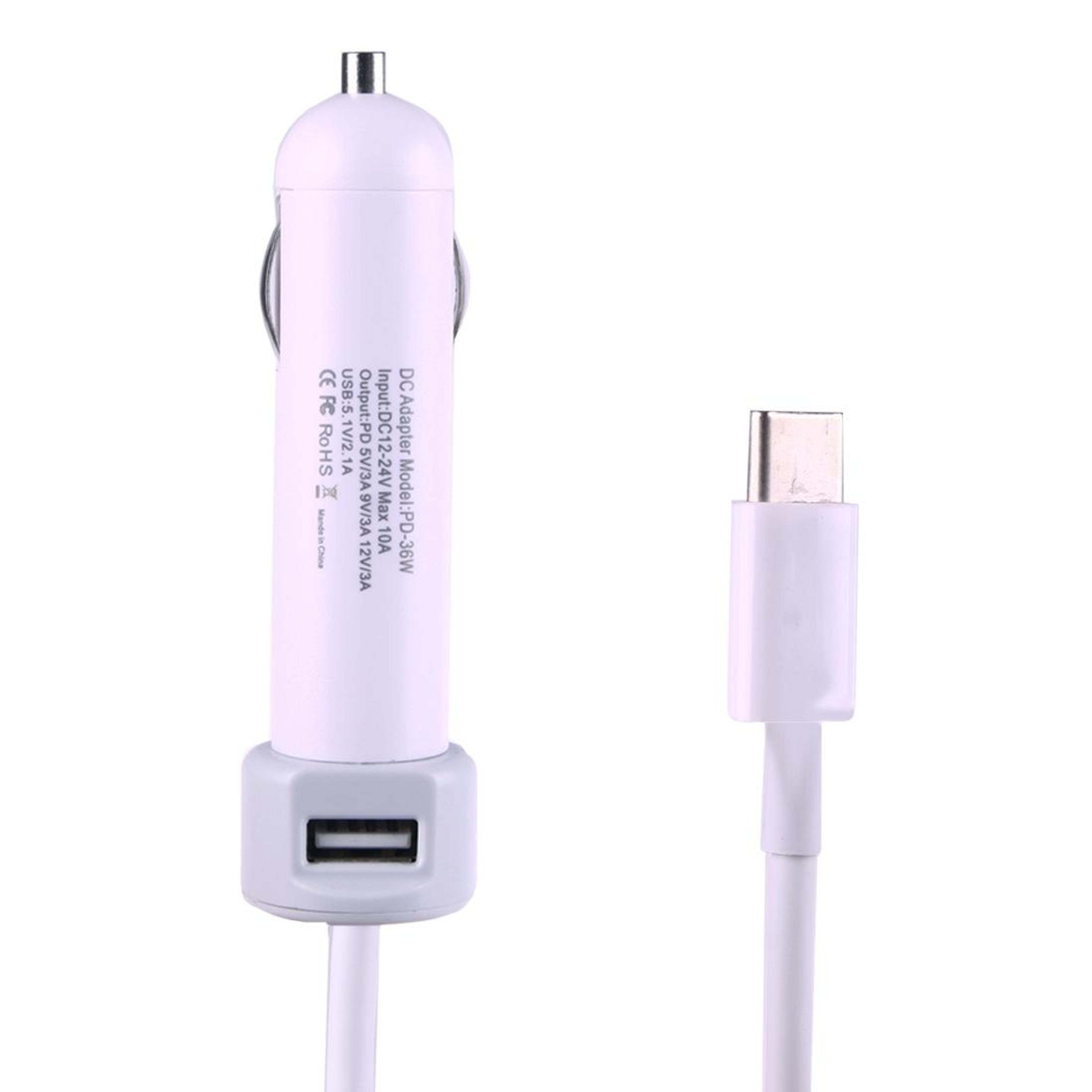 36w usb-c car charger for macbook a1534 with type-c power adapter and 2m cable