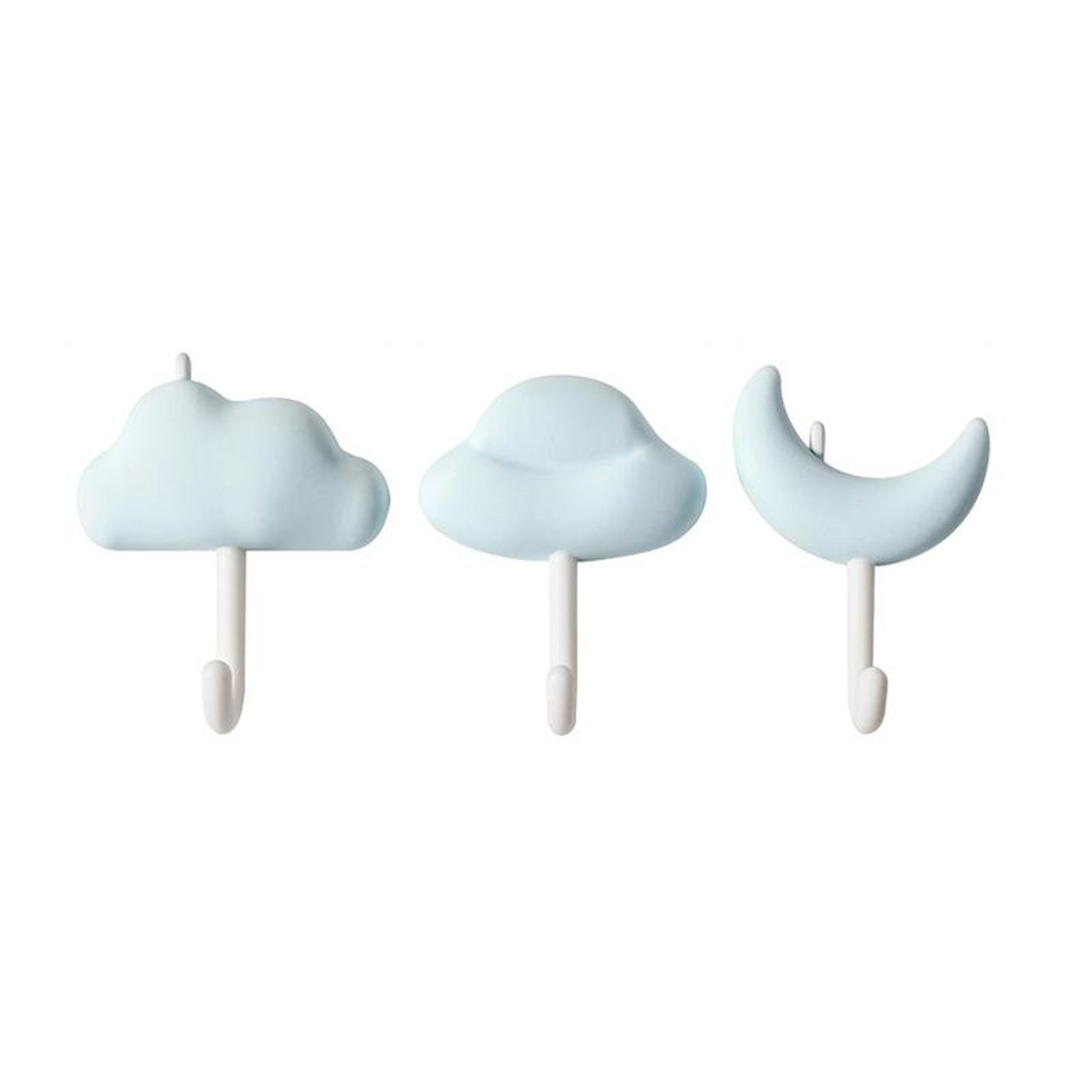 cloud shape adhesive wall hooks, punch-free non-marking no-drill hooks set of 3