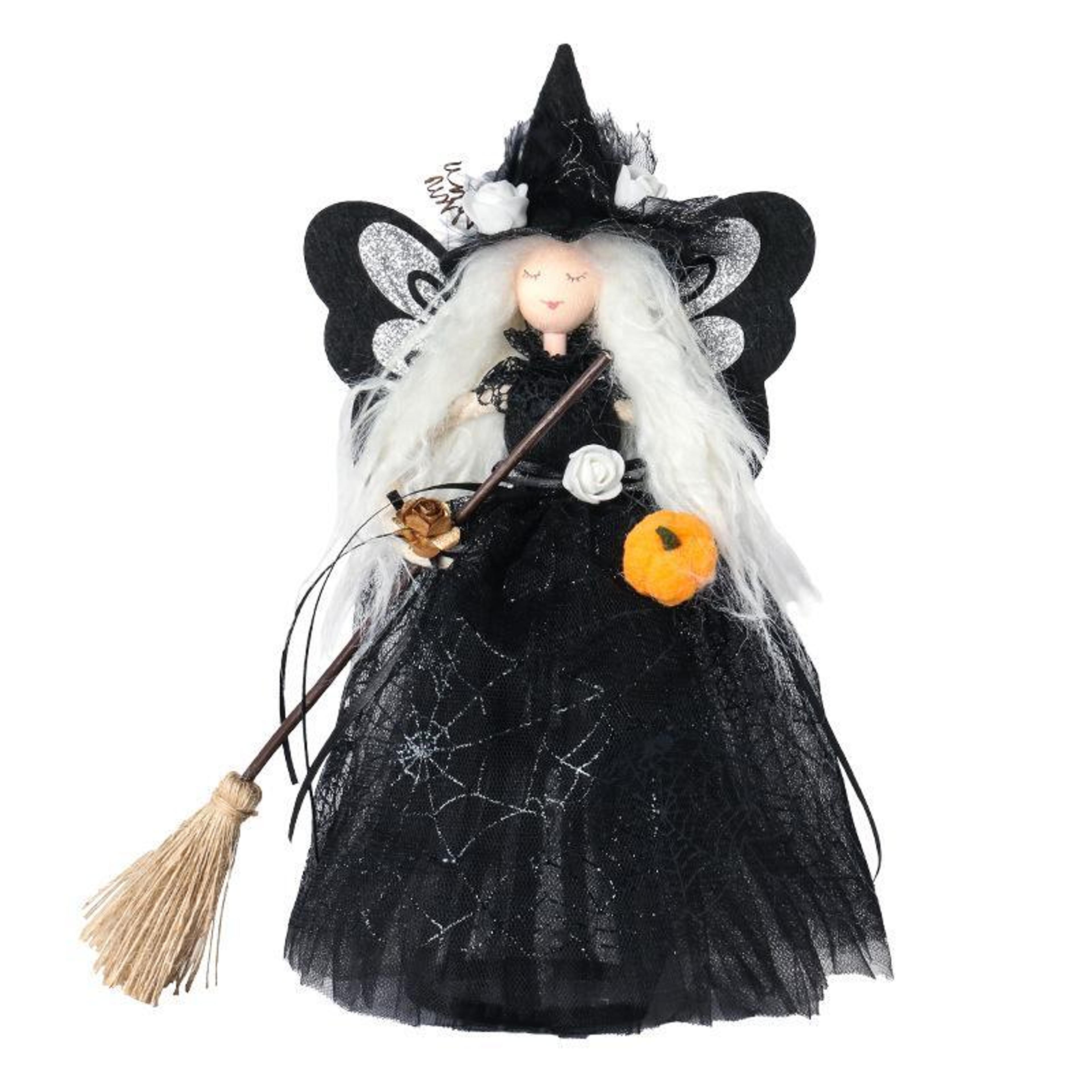 halloween hanging witch doll decor with butterfly ghost design for spooky party atmosphere