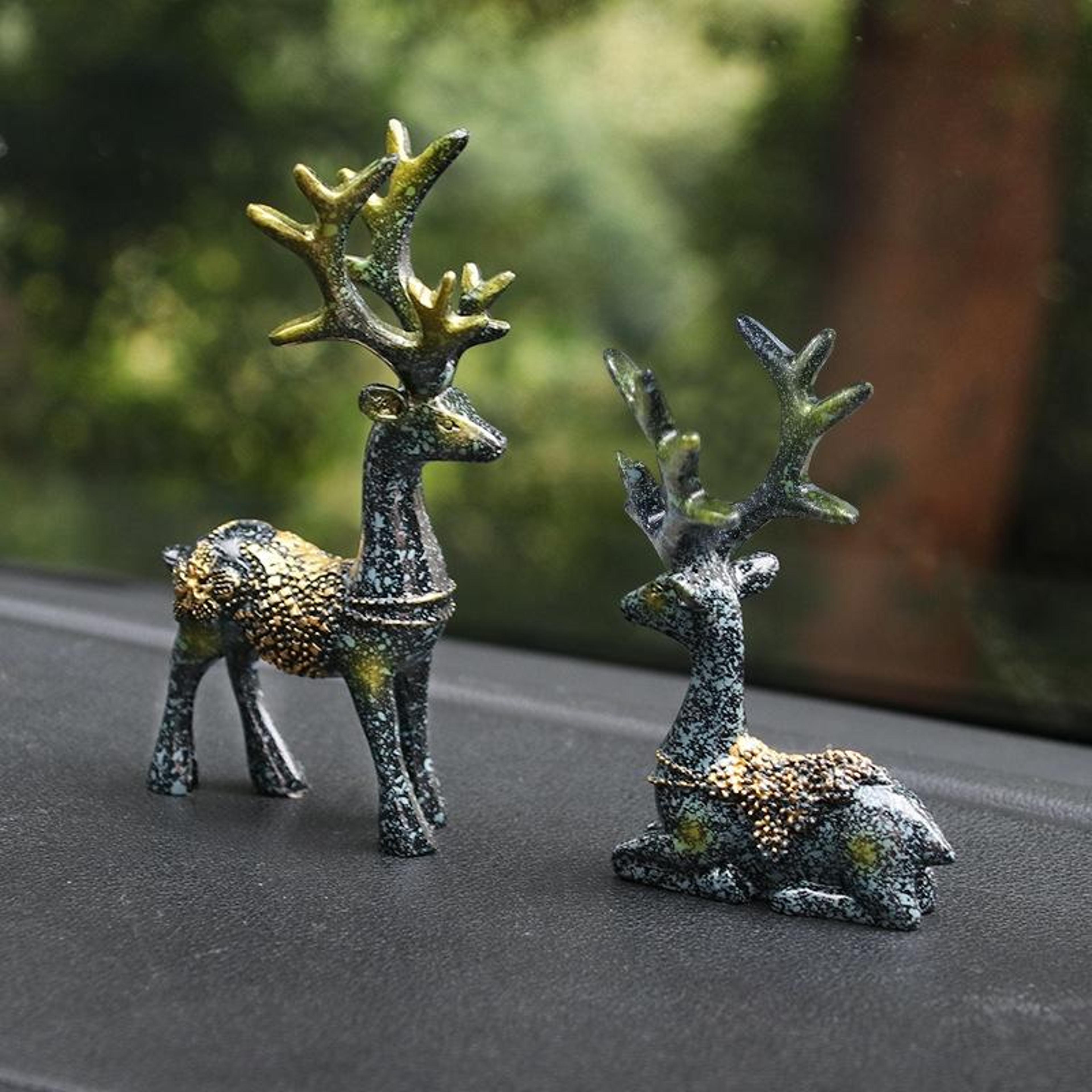 elegant deer car ornament set resin dashboard decor for home and office