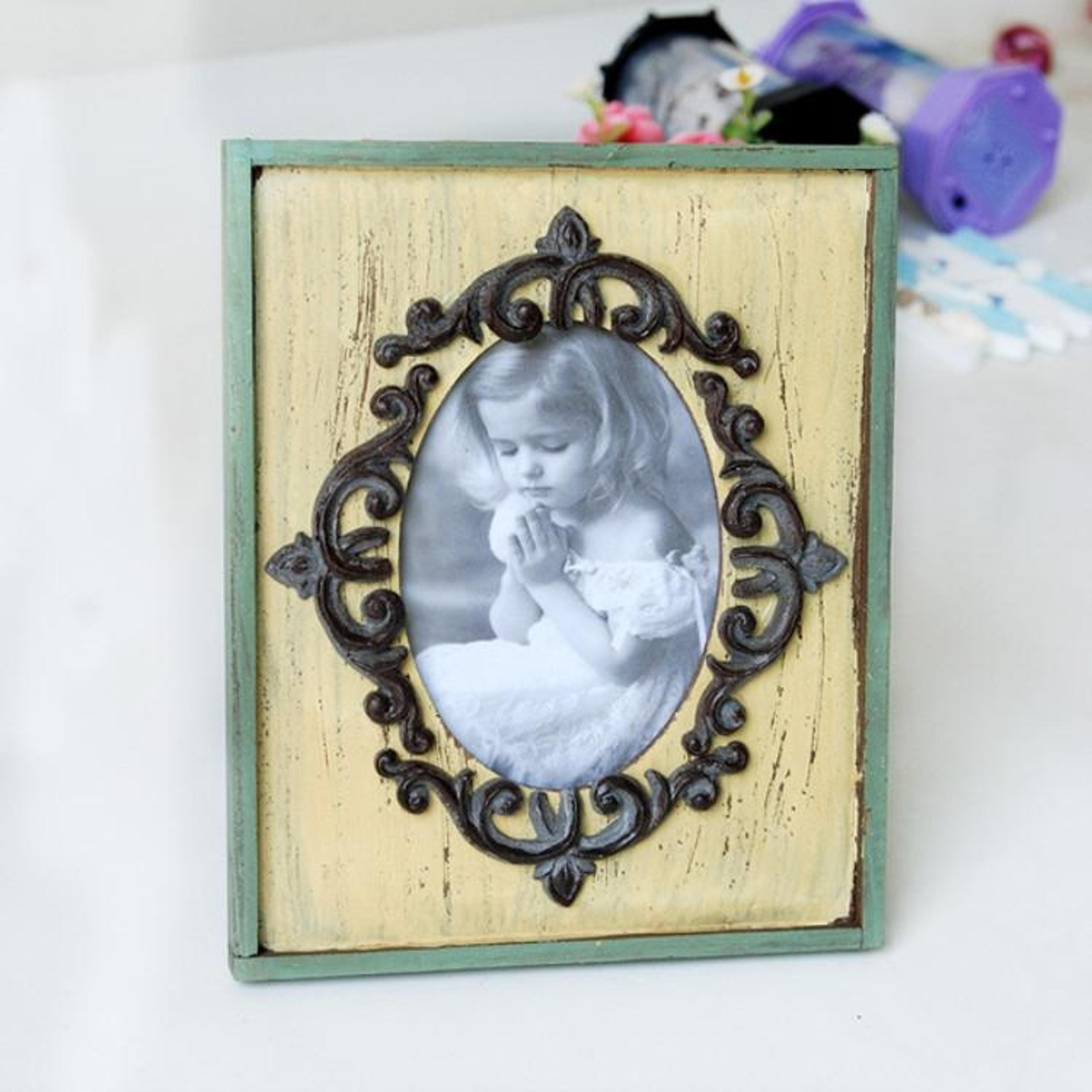 vintage wooden photo frame rustic home decor desktop and wall picture frame