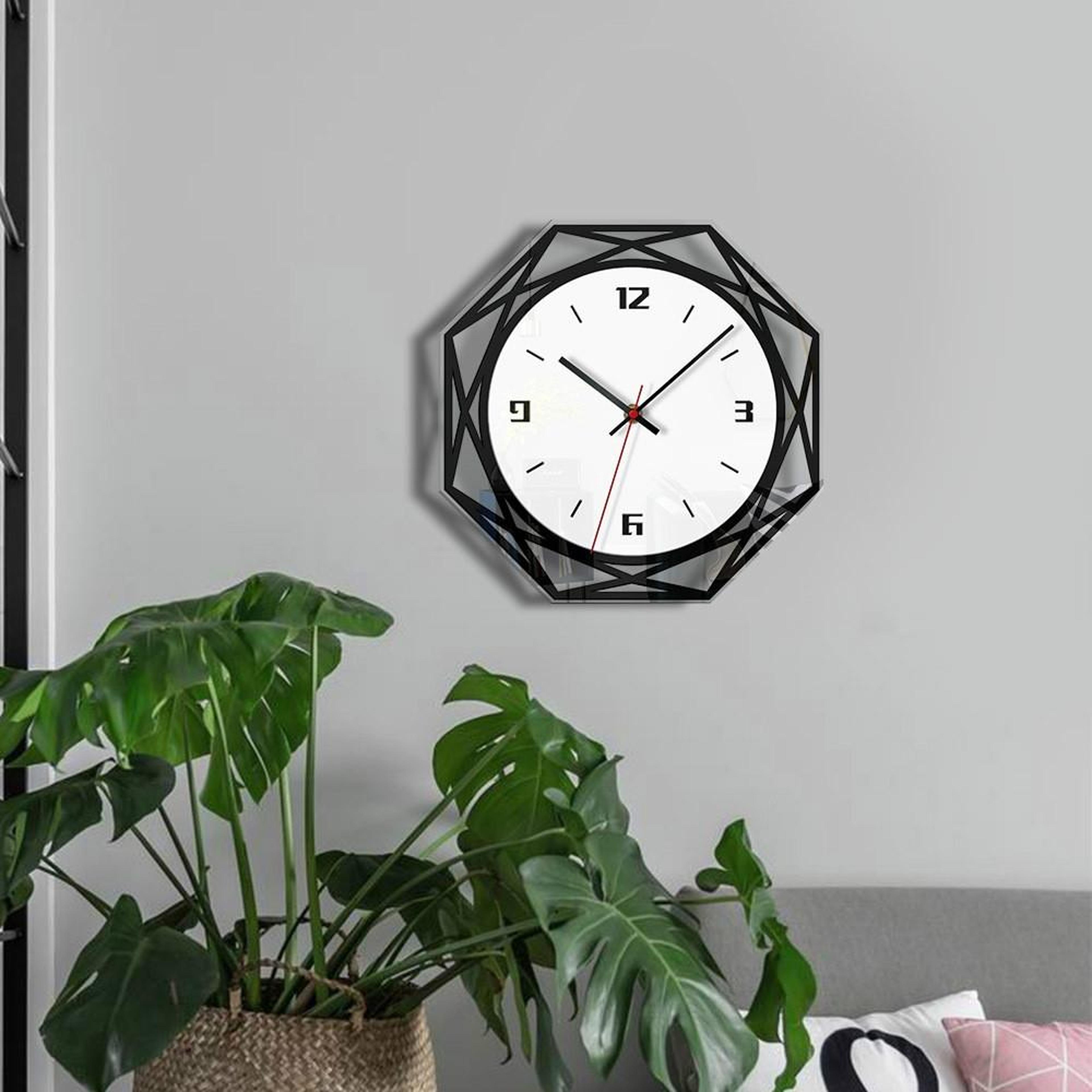 modern acrylic wall clock transparent minimalist home decor quartz timepiece (black)