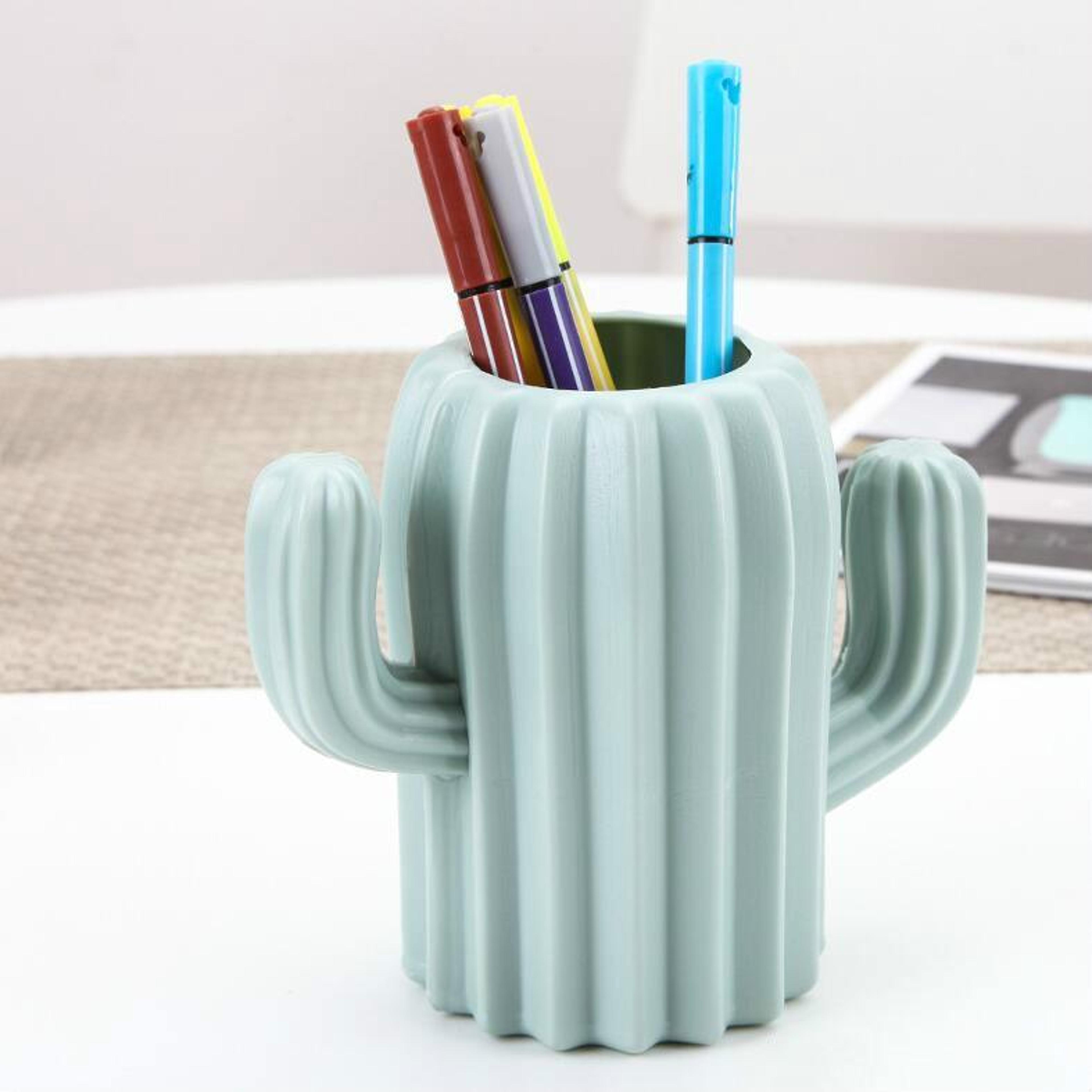 modern cactus pen holder vase decorative desk organizer for home office
