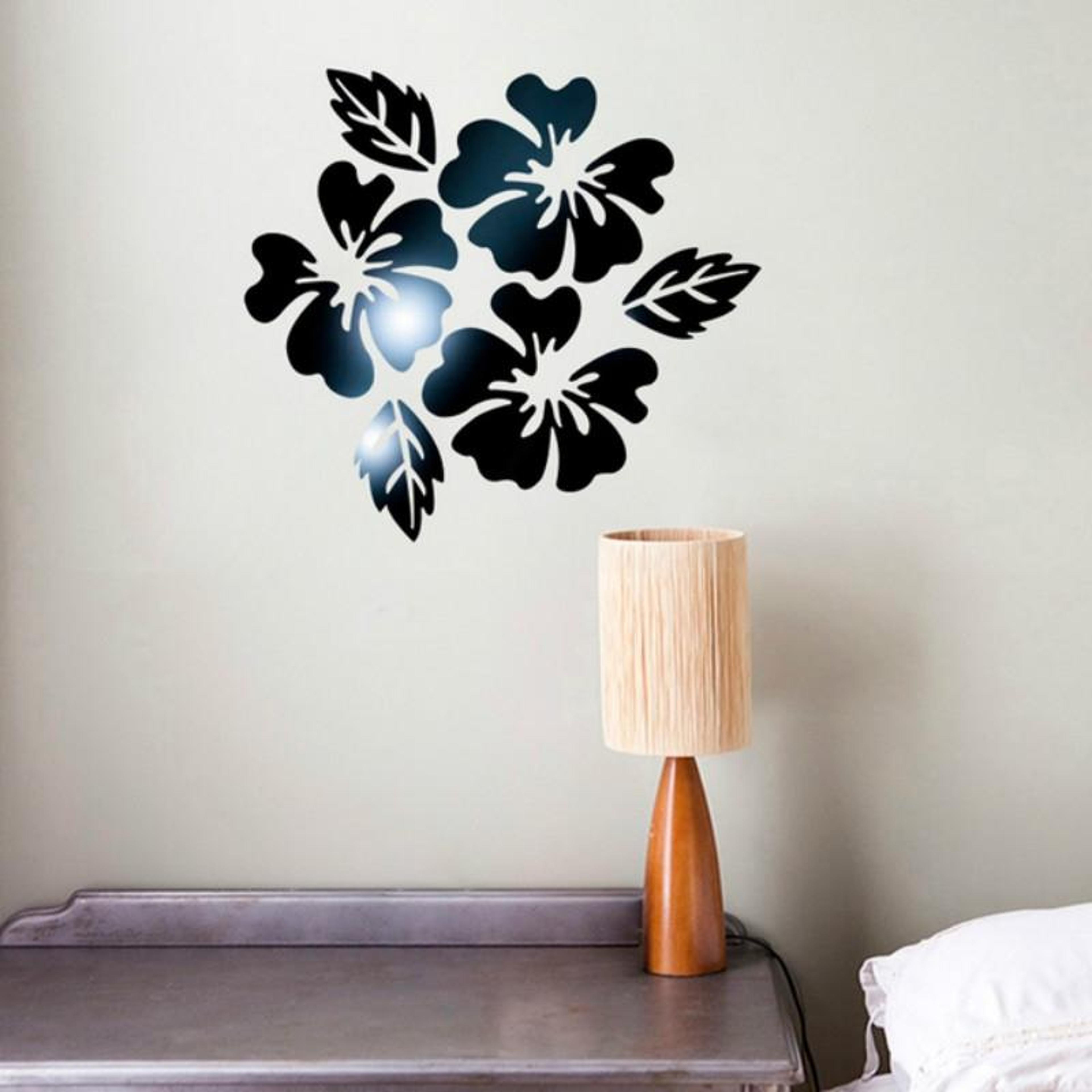 3d mirror flower wall stickers, acrylic floral wall decals for living room decor