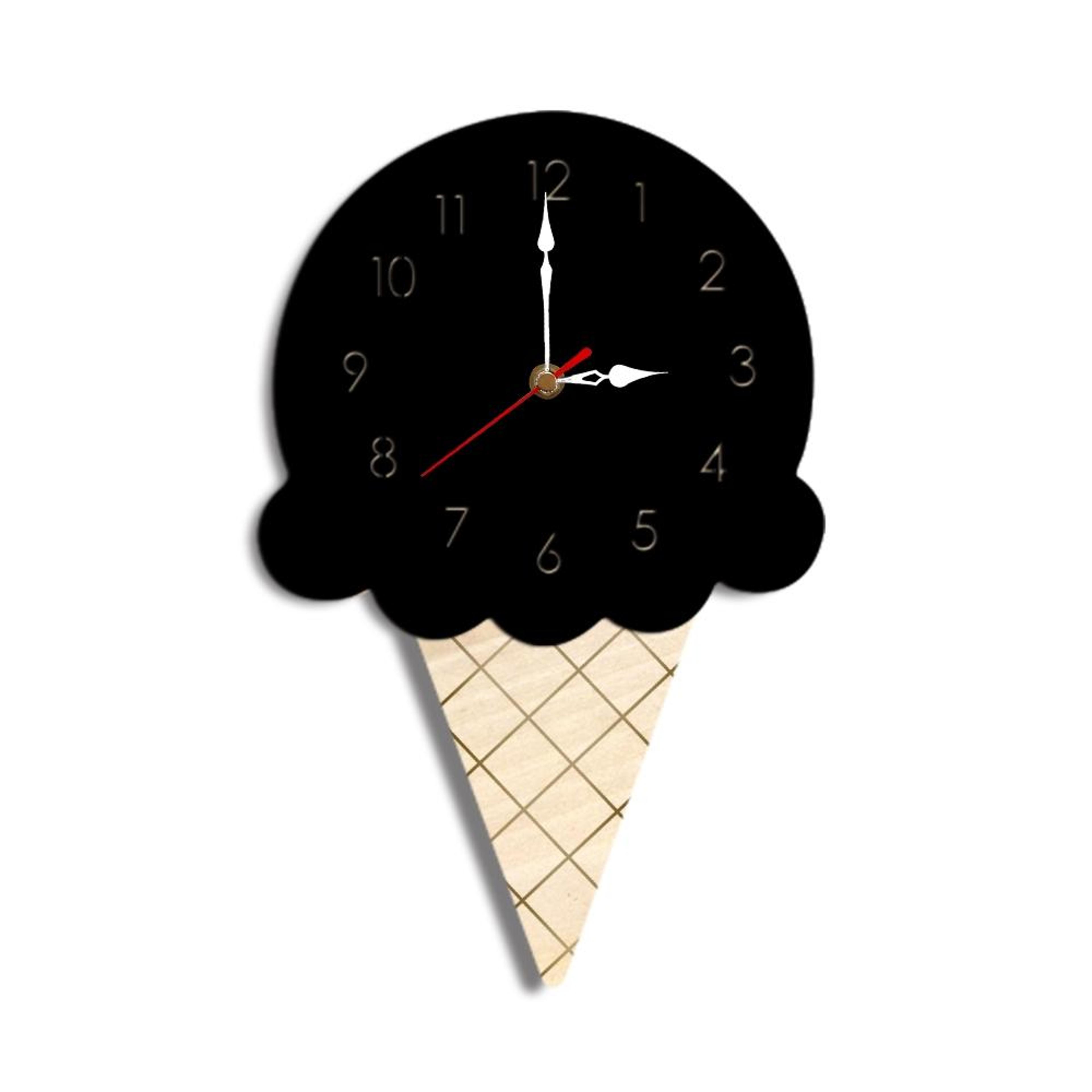 ice cream style decorative wall clock acrylic wooden kitchen novelty timepiece
