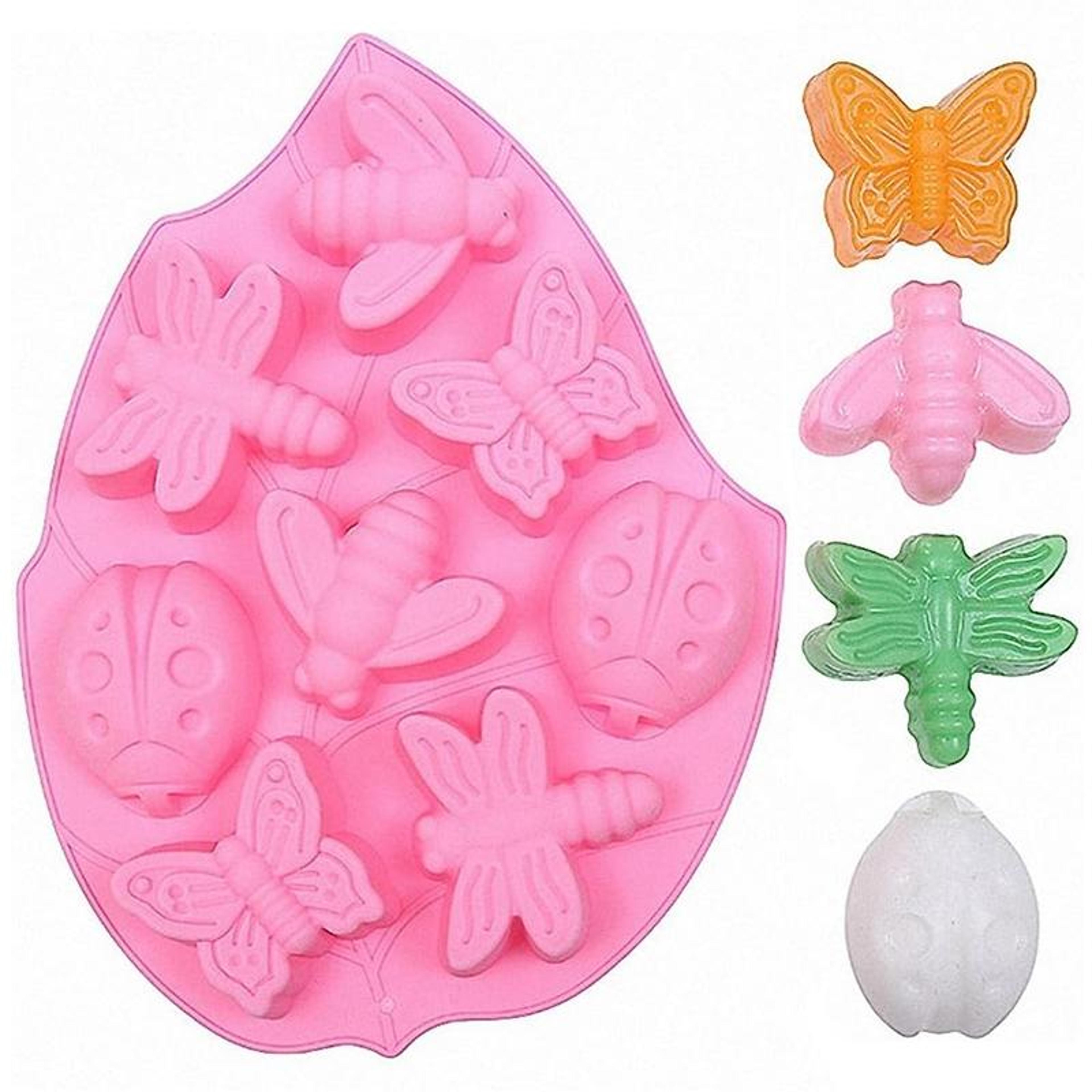 nature bugs silicone cake mold set 8-cavity butterfly dragonfly beetle baking mold