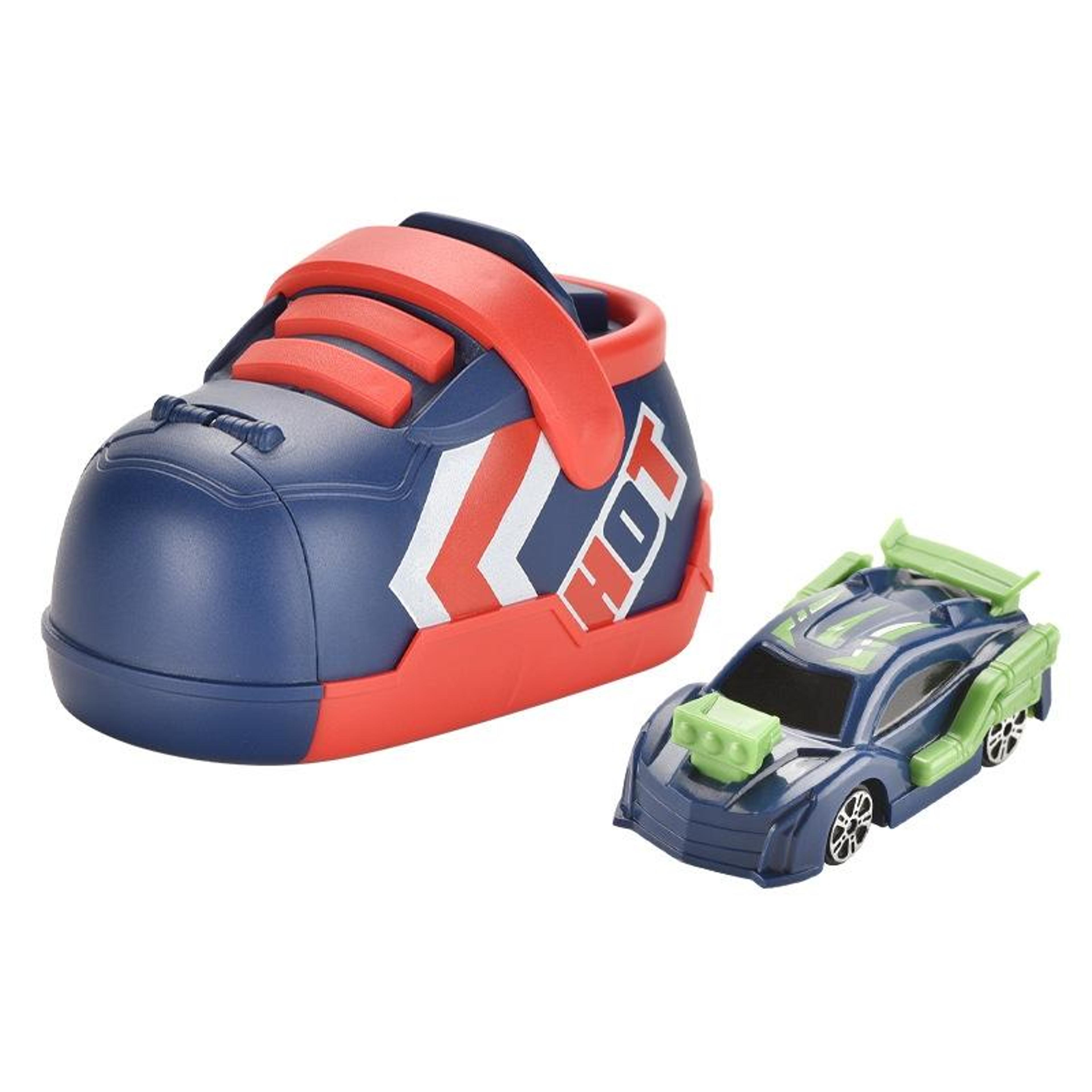 kids battle launcher racing car set with ejection shoes toy and mini race cars