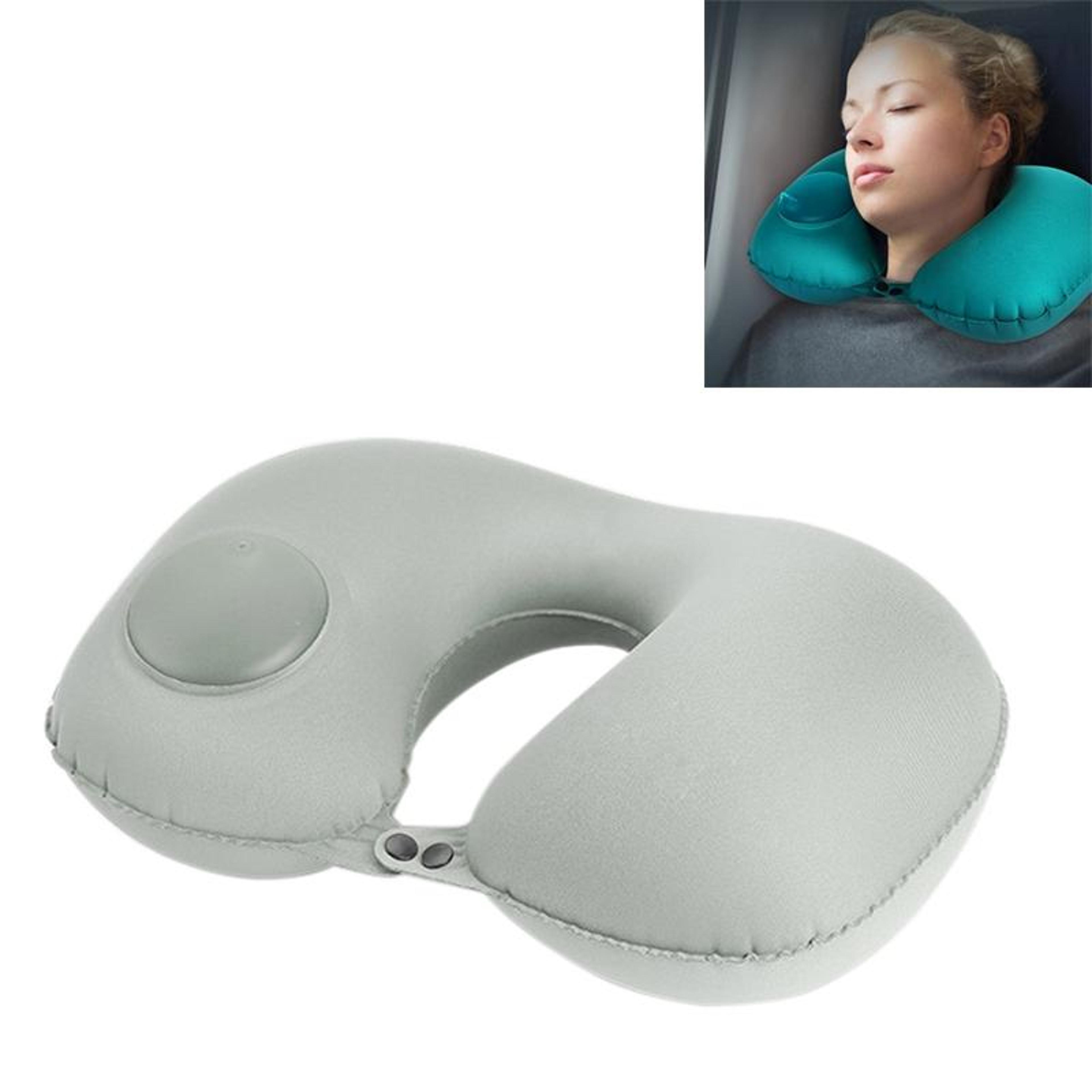 comfortpress auto-inflating travel neck pillow for airplane, car & office support
