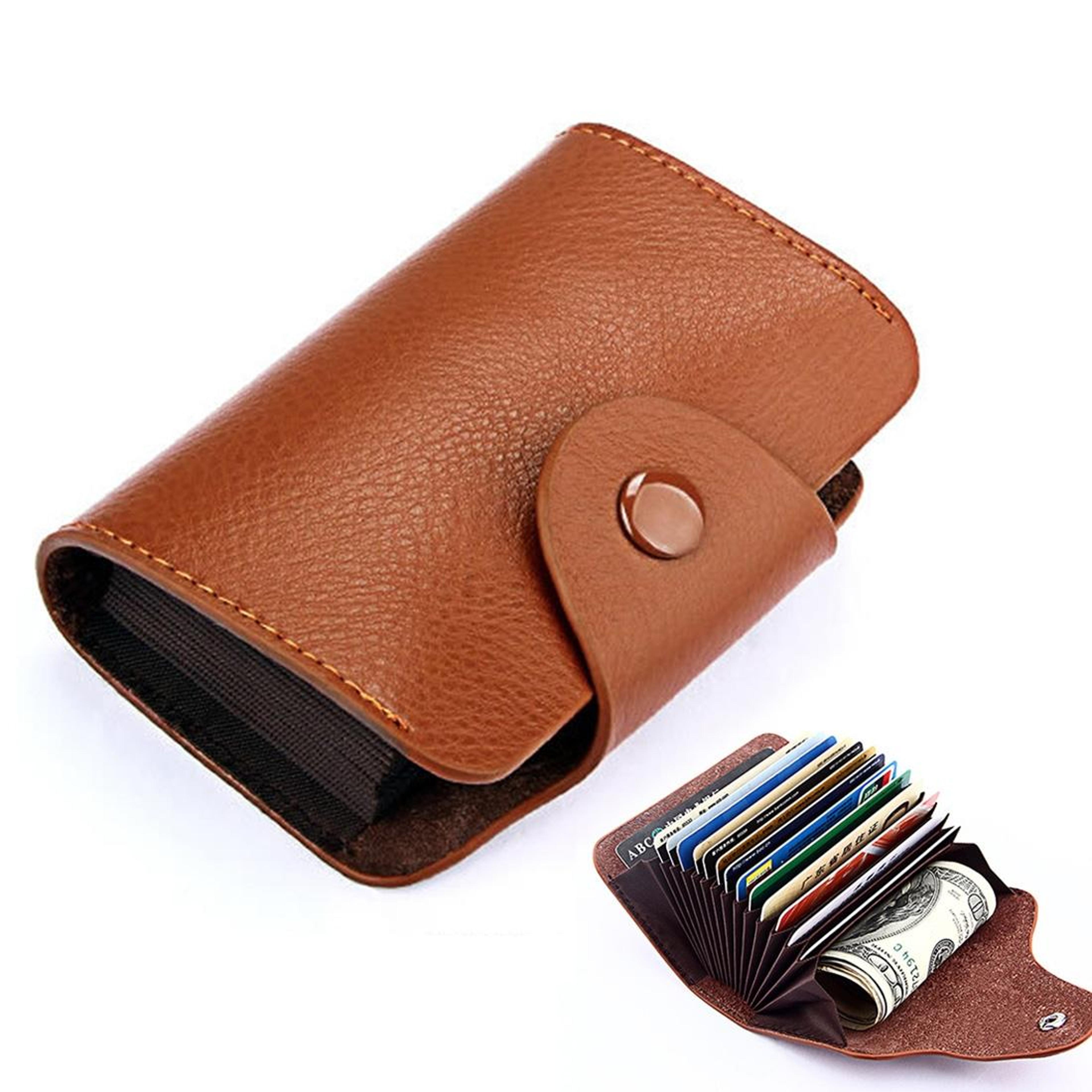 kb39 elegant genuine leather card holder and accordion wallet brown