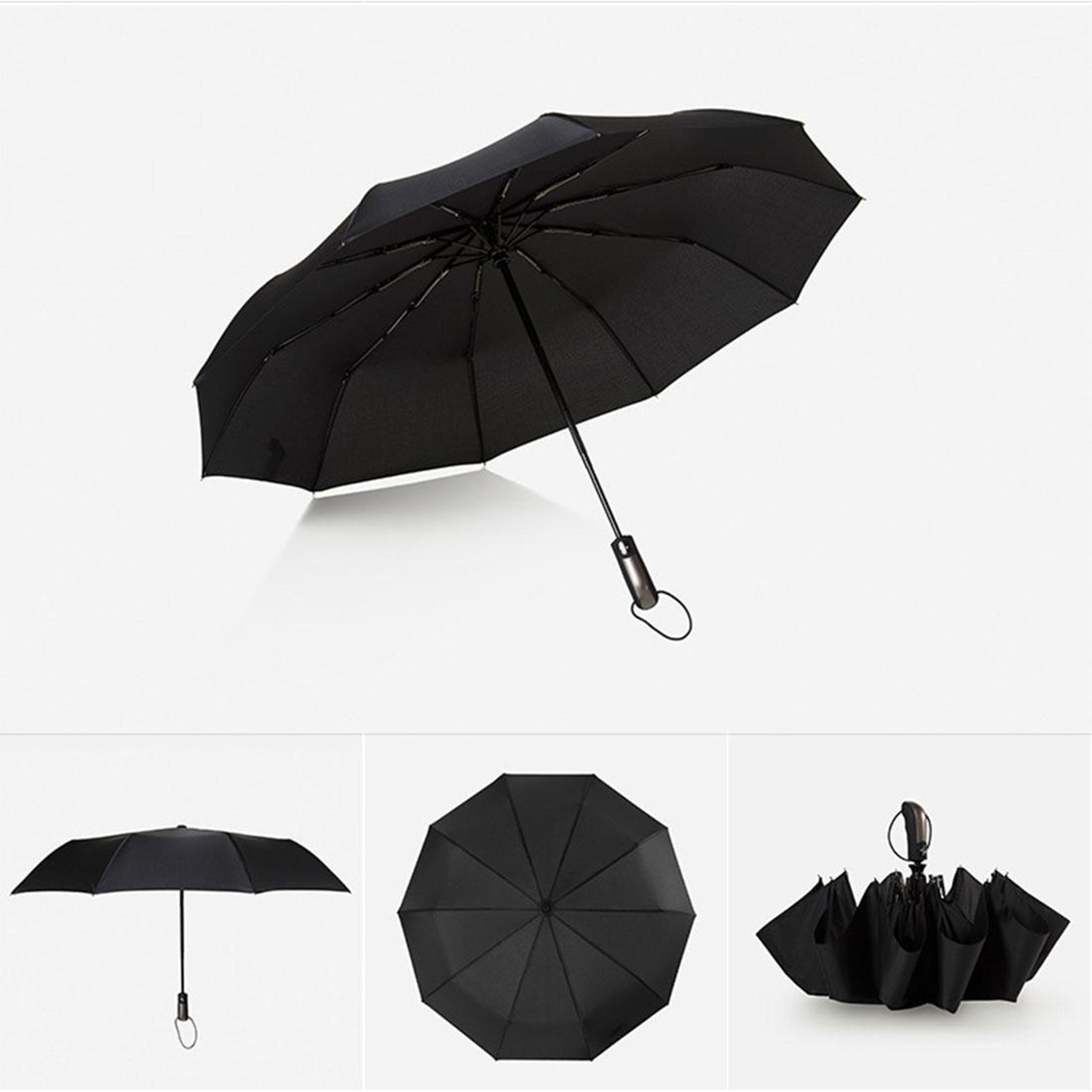automatic compact windproof umbrella three folding sun and rain umbrella