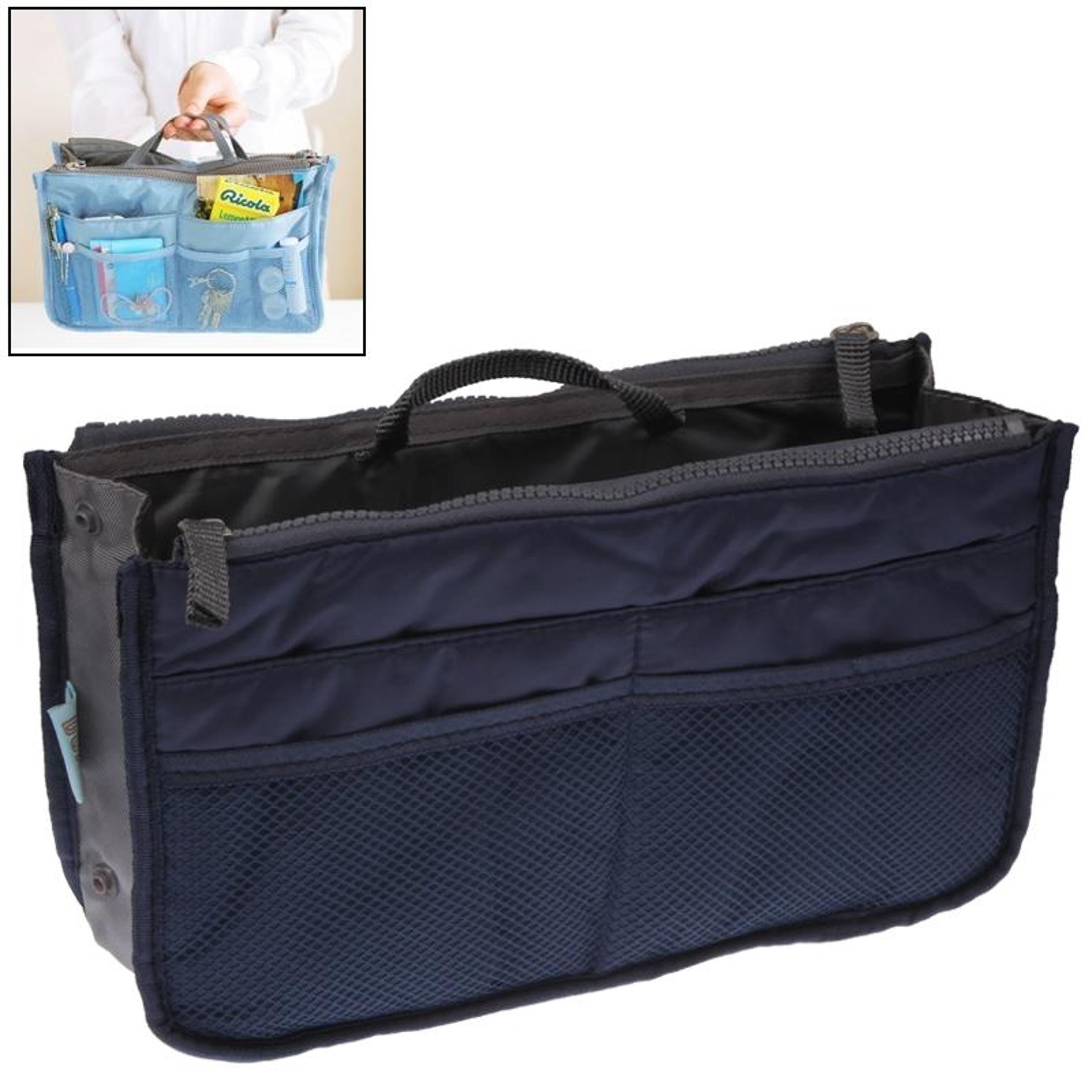 aura travel multi function double zipper cosmetic bag and thickened purse organizer insert