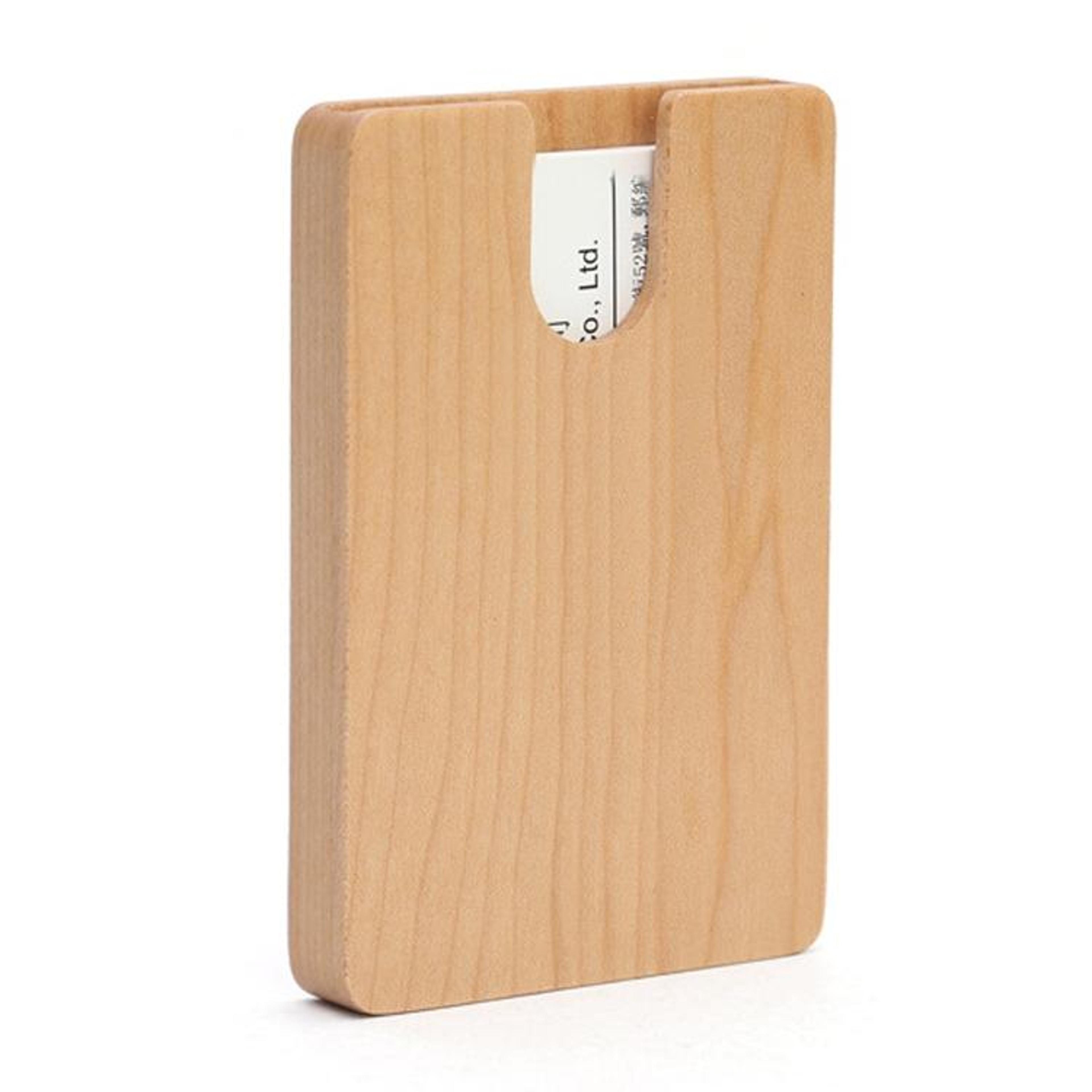 maple u-shaped wooden business card holder slim credit card and id case organizer